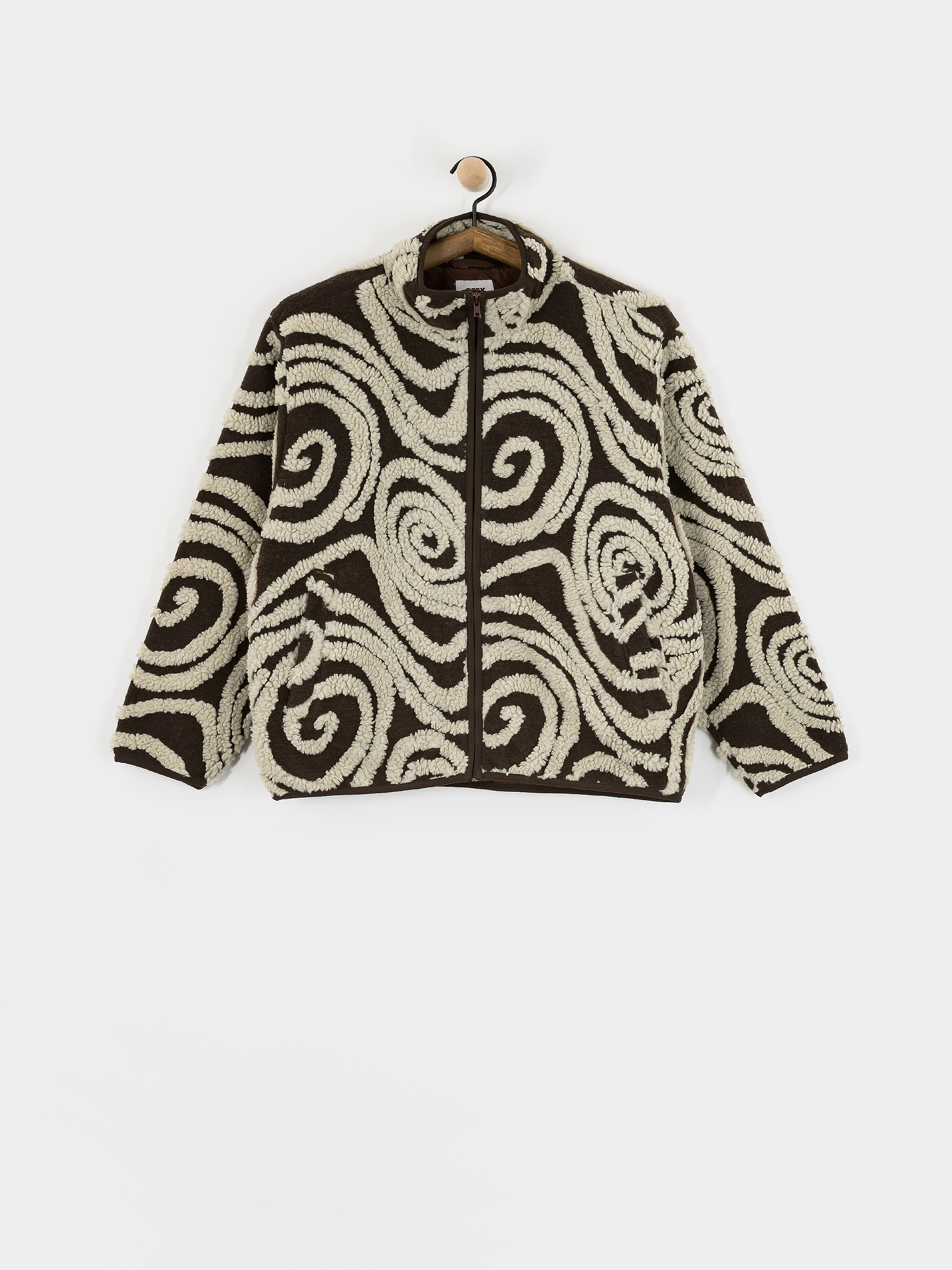 Womens OBEY Swirls Jacquard Zip Fleece  (brown multi)