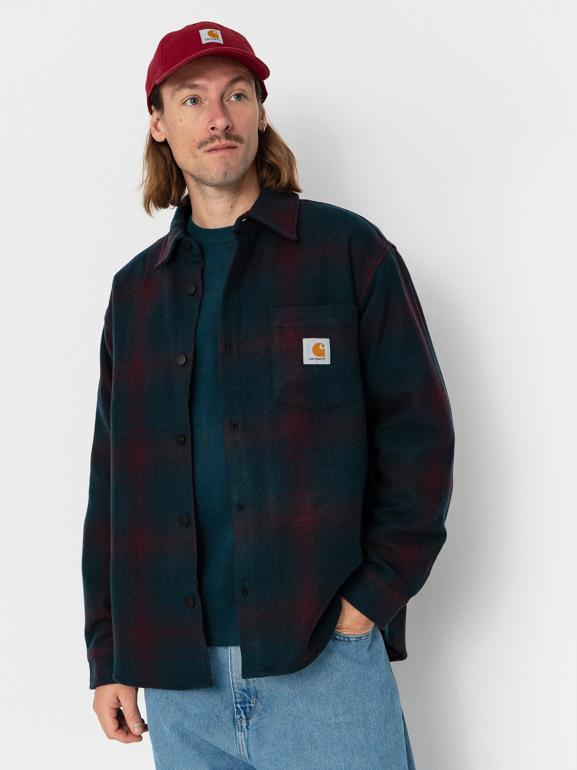 Carhartt WIP Jacket Brennan - navy blue (brennan check/deep lagoon 