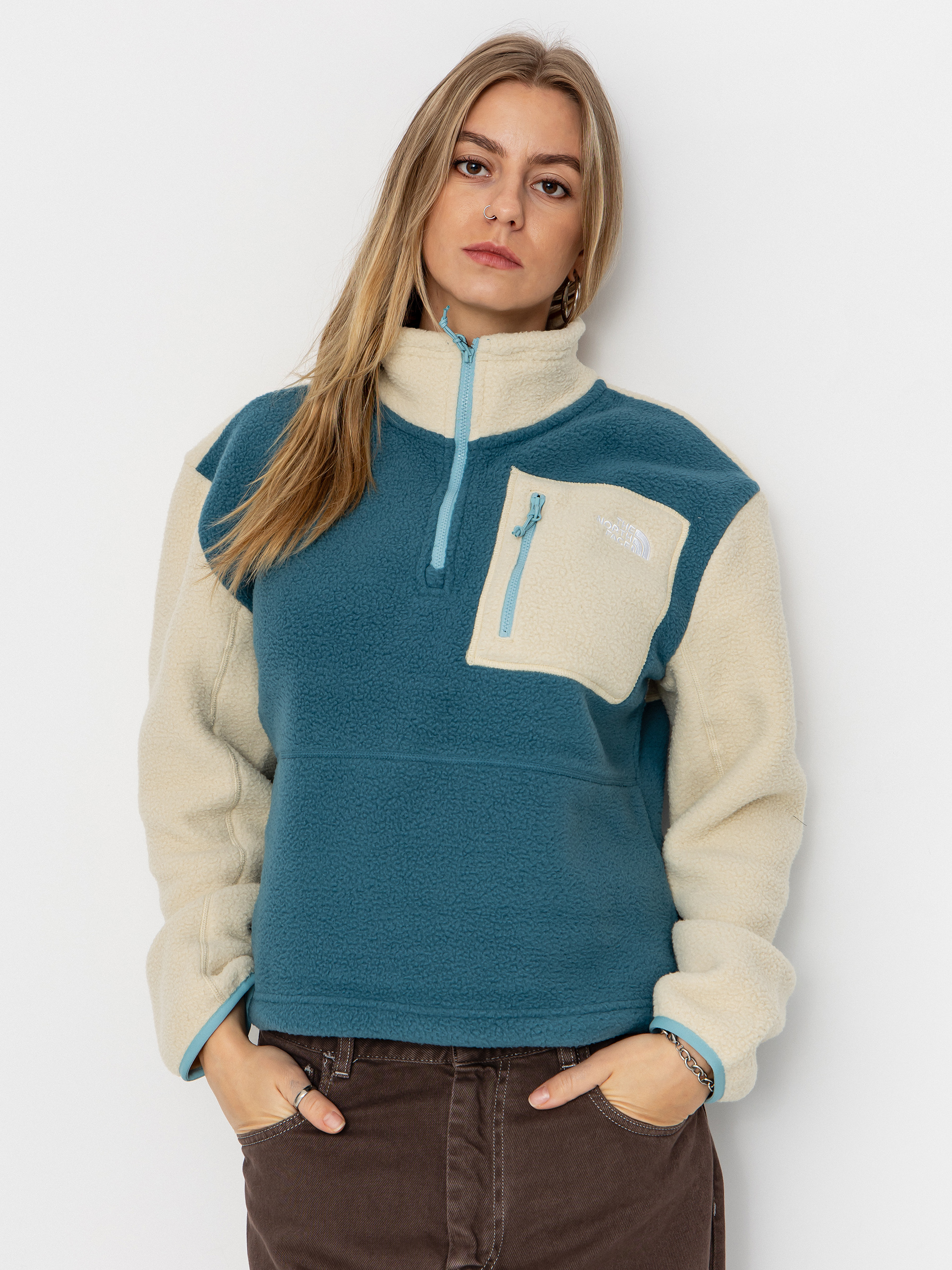 The North Face Yumiori 1/4 Zip Fleece  (space/gravel/blue eclip)