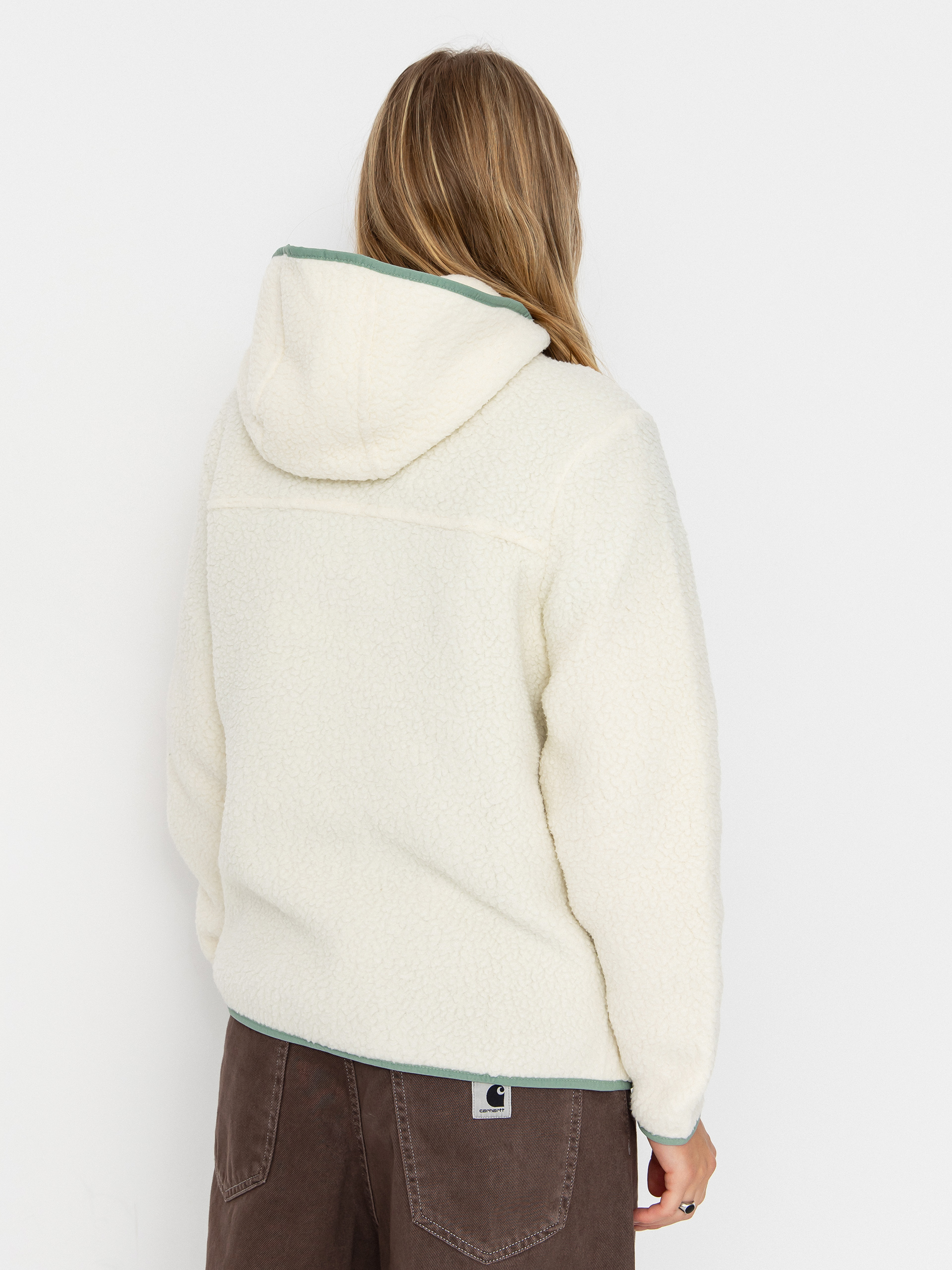 Womens Patagonia Retro Pile HD Fleece  (natural w/ellwood green)