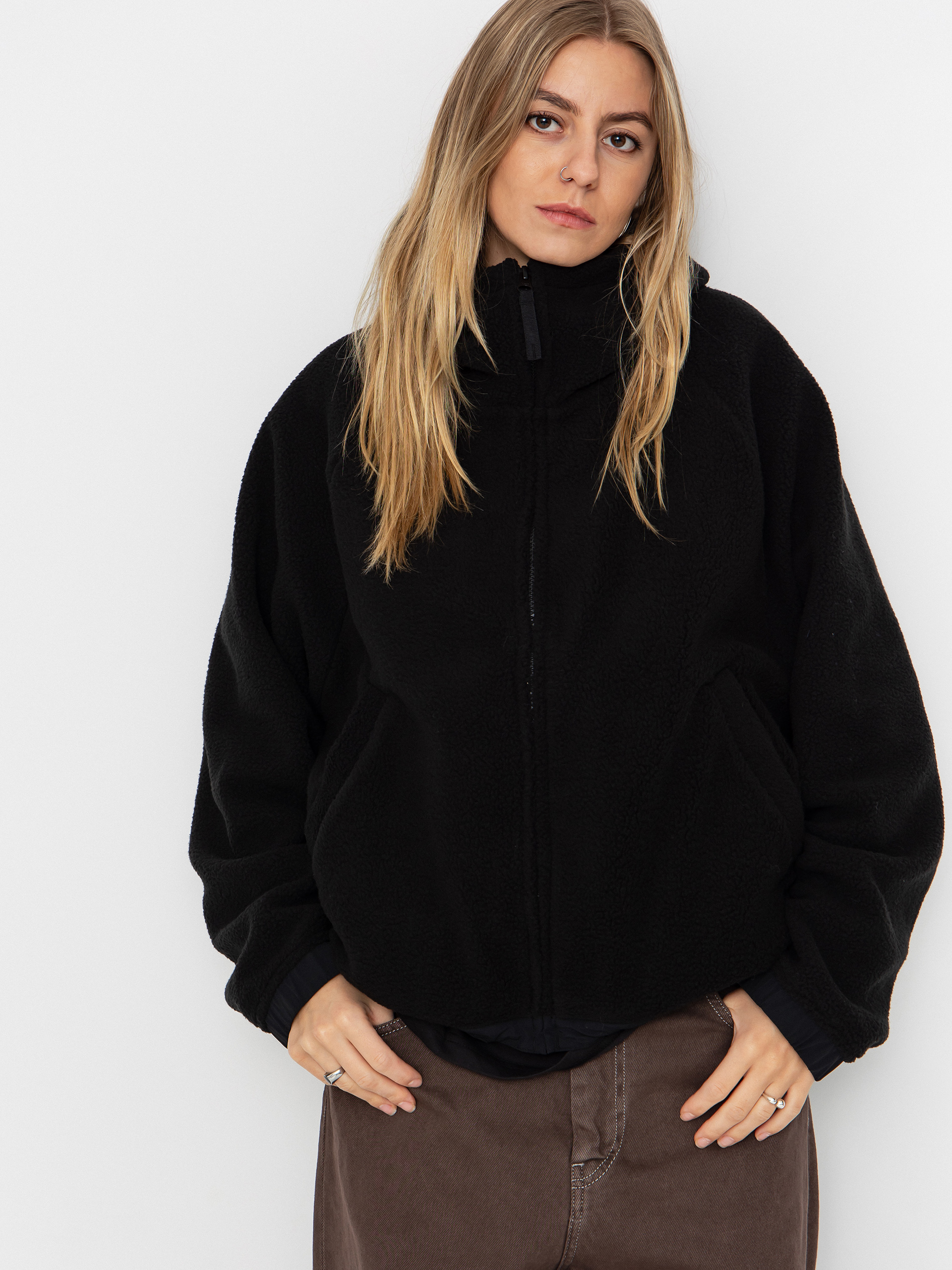 Damen Carhartt WIP Helix Fleece Jacke (black/porphyry)