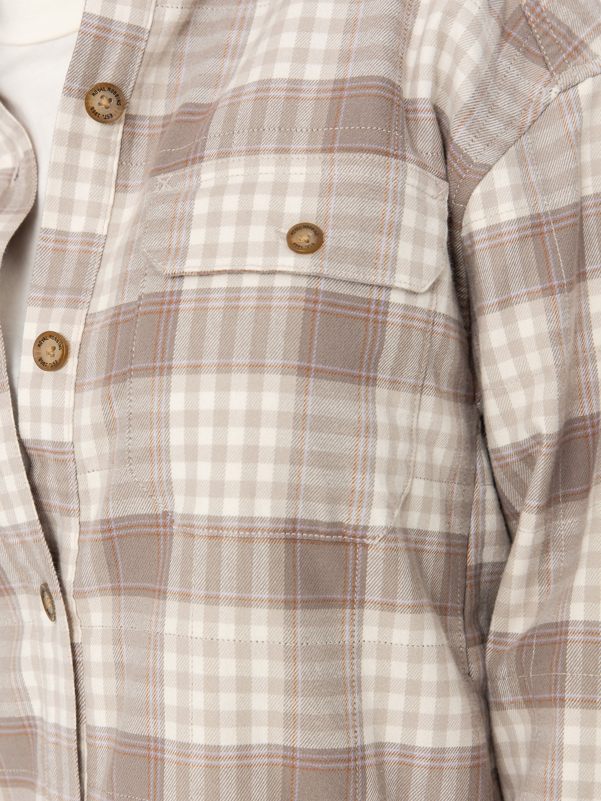 Royal Robbins Vista Flannel Shacket Wmn Shirt (chalk antelope pld)