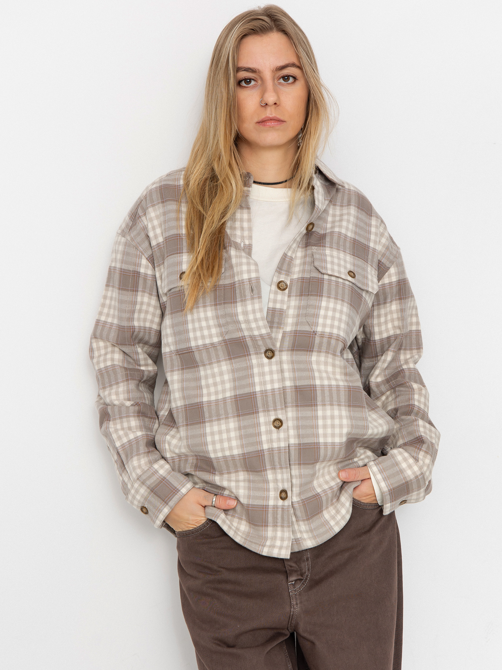 Royal Robbins Vista Flannel Shacket Wmn Shirt (chalk antelope pld)