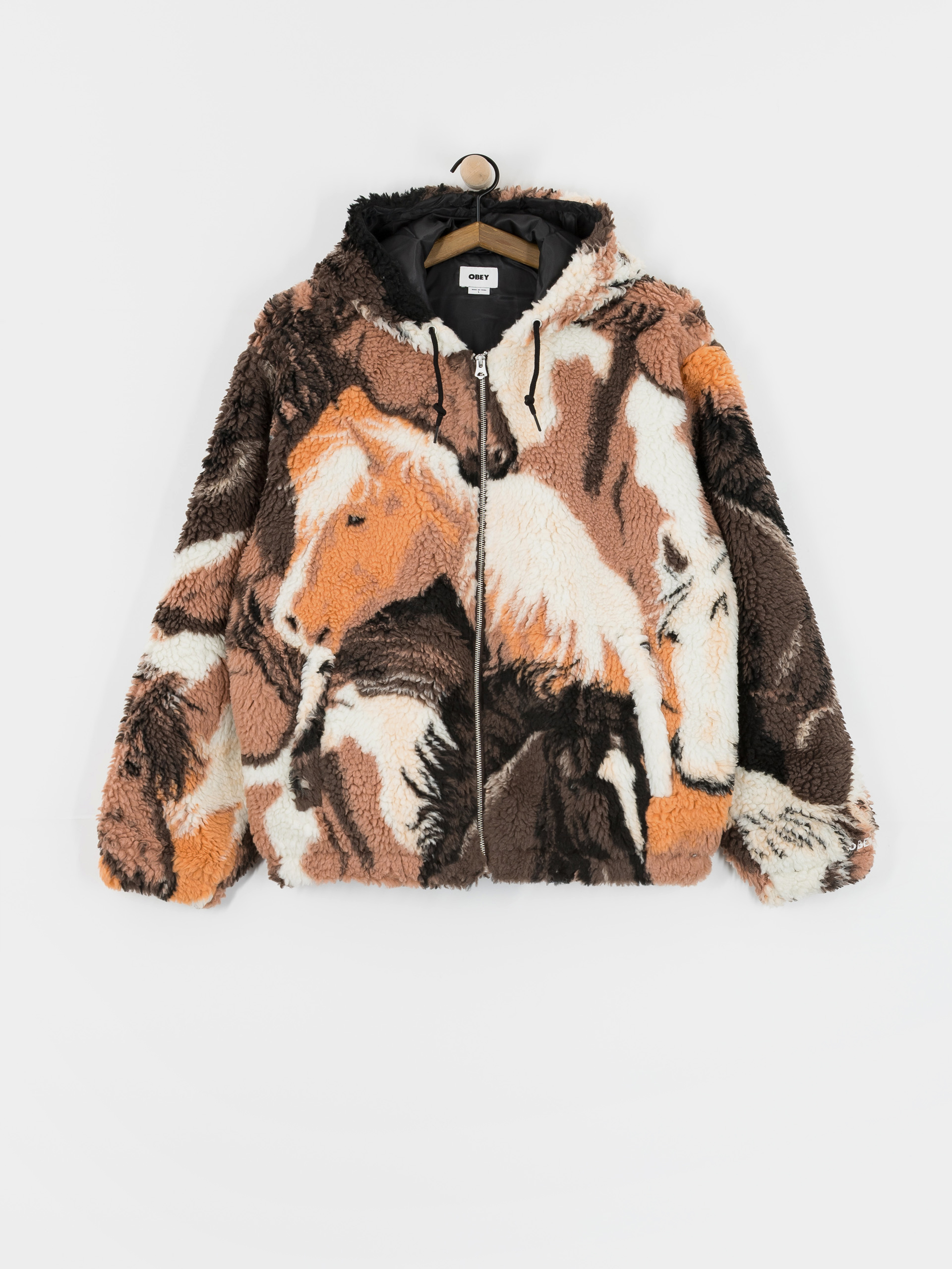 Mens OBEY Fleece  Obey Horses Sherpa (brown multi)