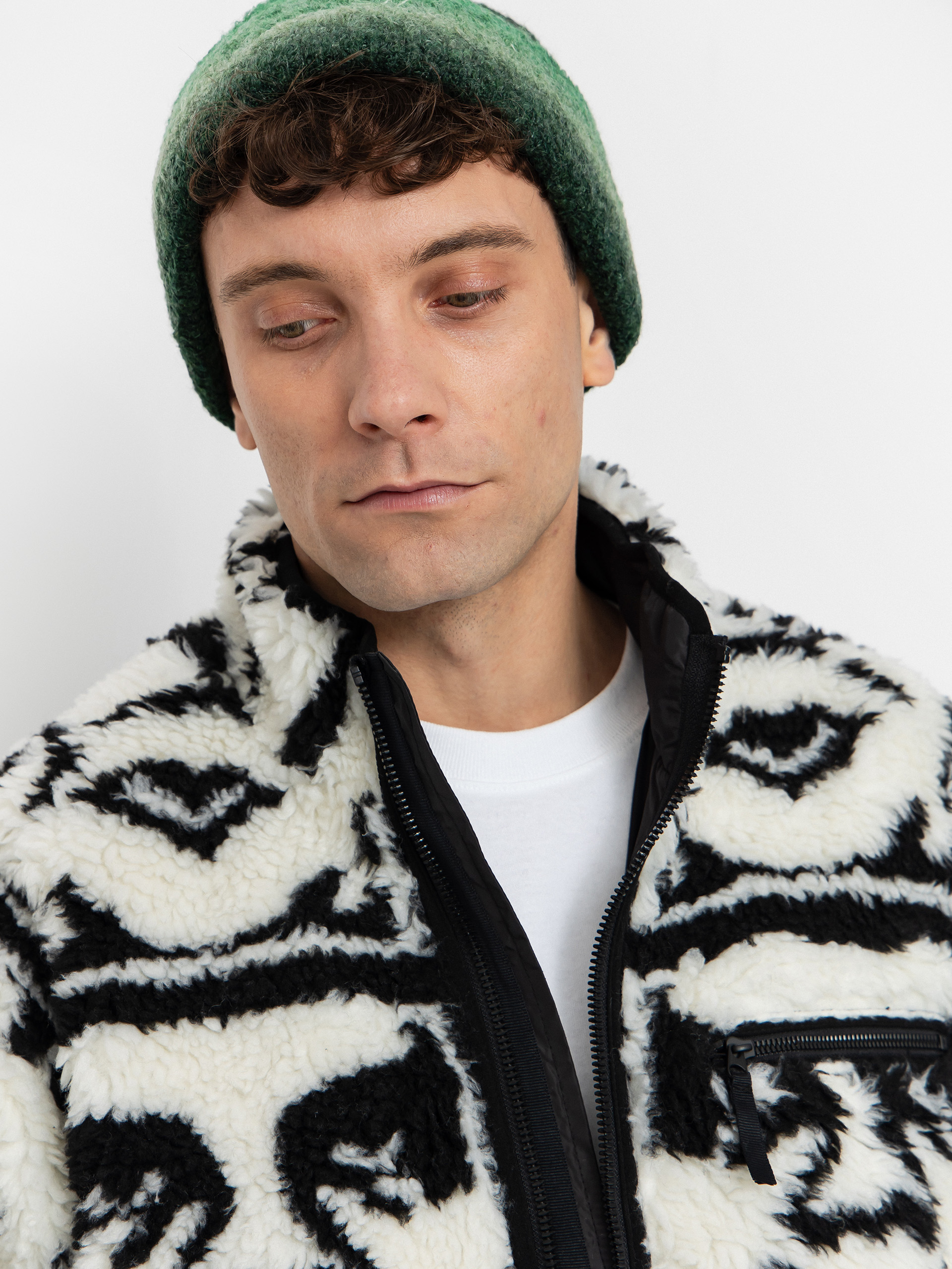 OBEY Obey Repeated Icon Sherpa Fleece - white, black (black multi)
