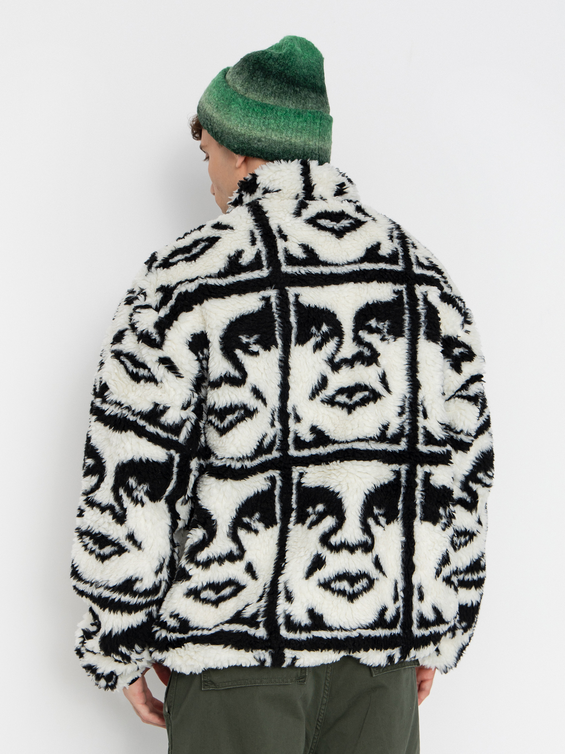 OBEY Obey Repeated Icon Sherpa Fleece - white, black (black multi)