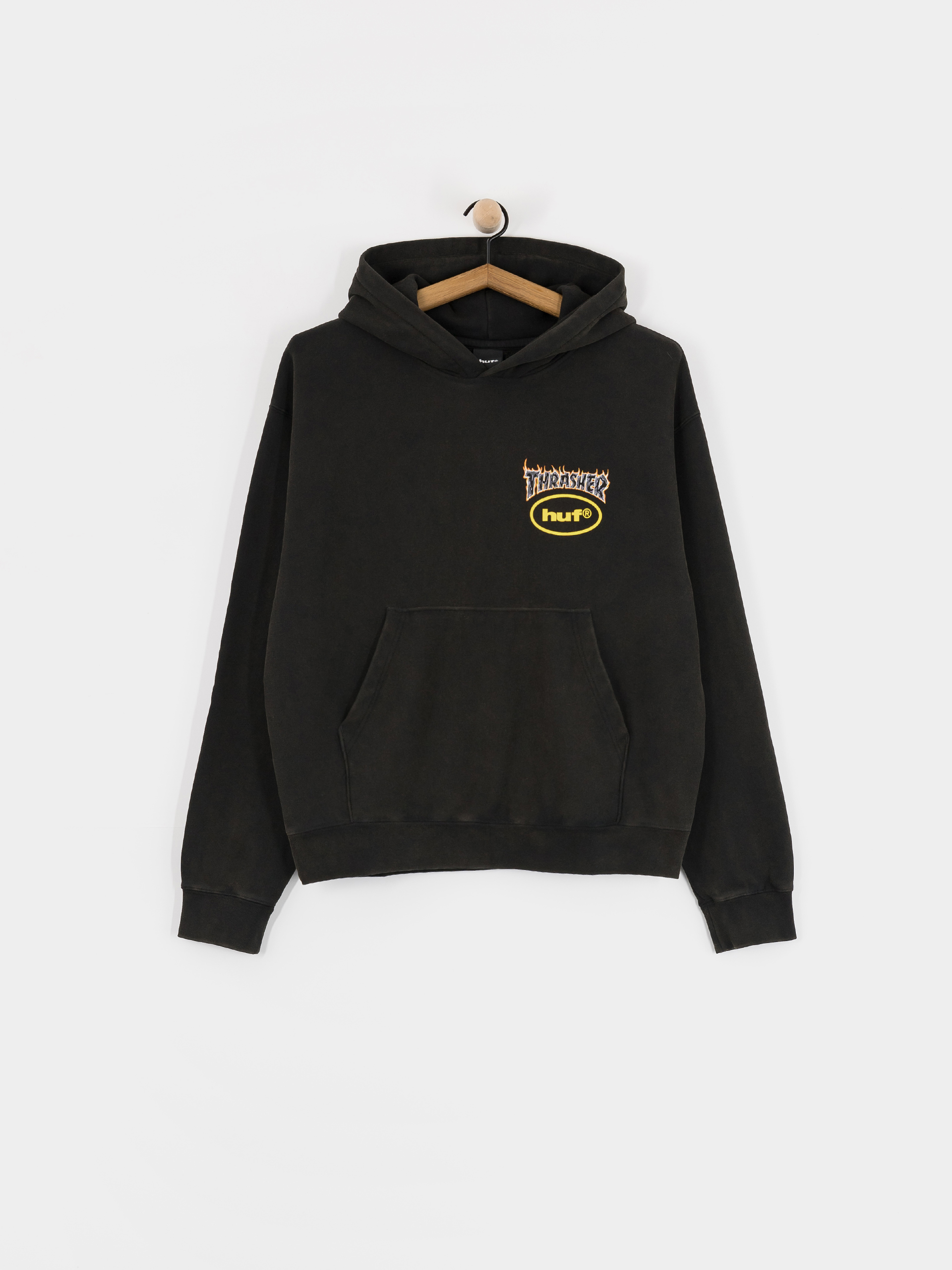 HUF Hoodie X Thrasher Meltdown Heavyweight HD - black (washed black)