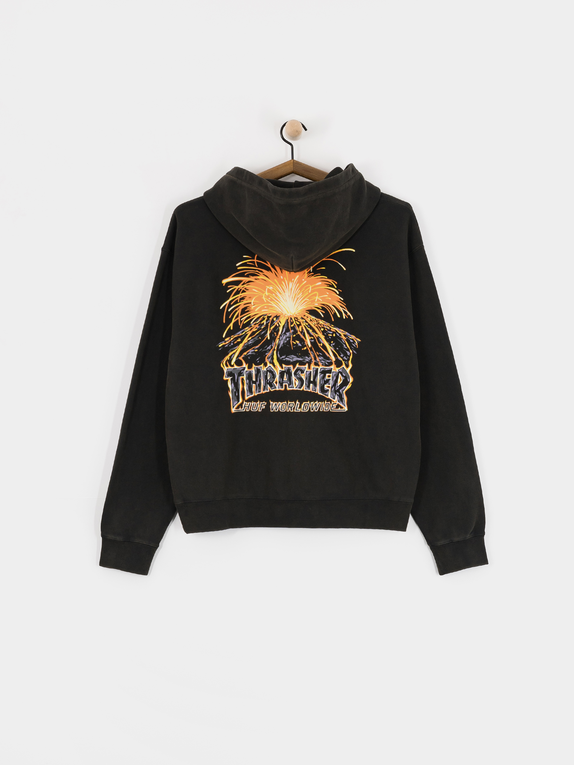 HUF Hoodie X Thrasher Meltdown Heavyweight HD (washed black)