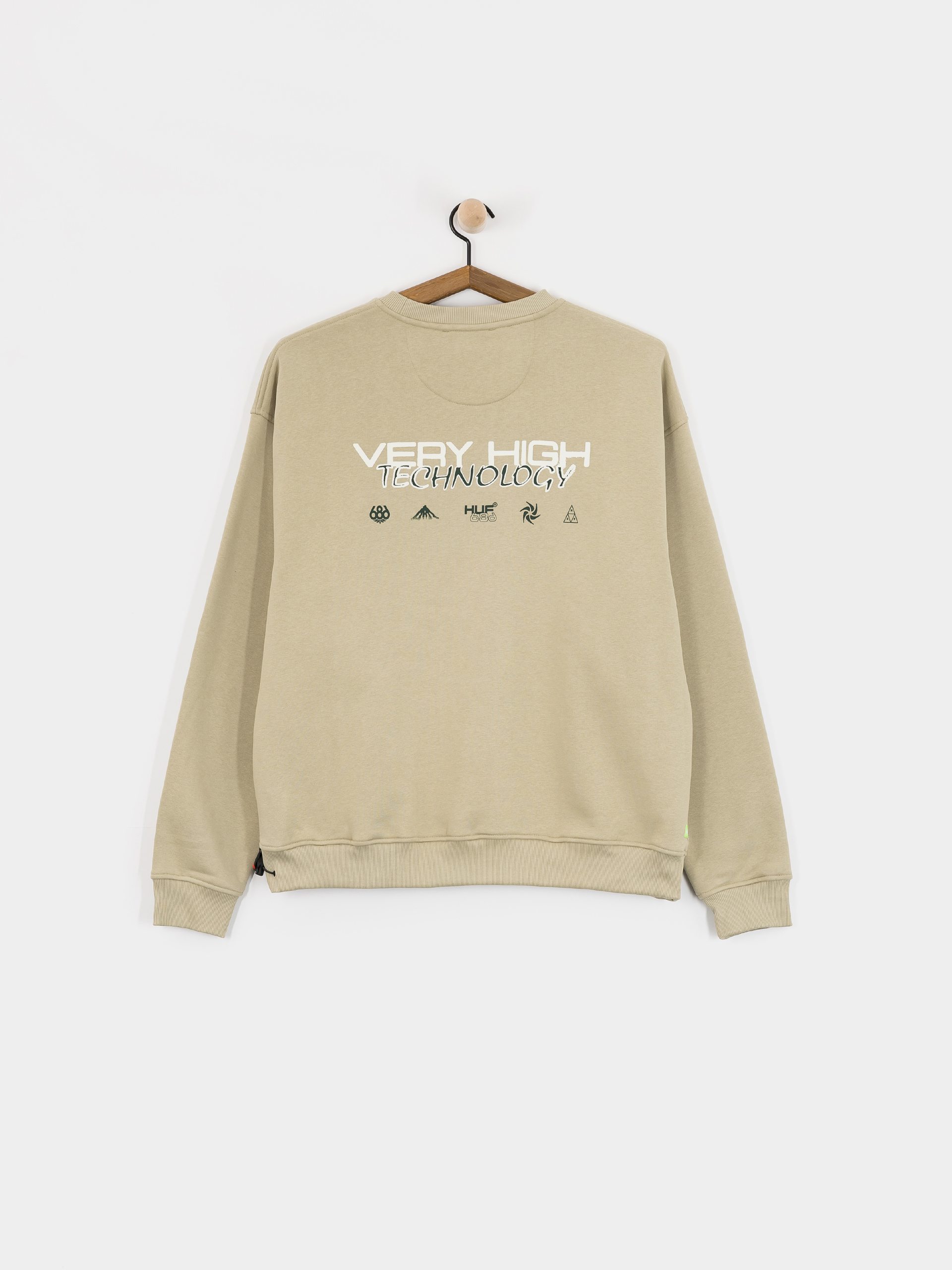 Mens 686 Active sweatshirt X Huf Premium Heavyweight Crew (huf elm)