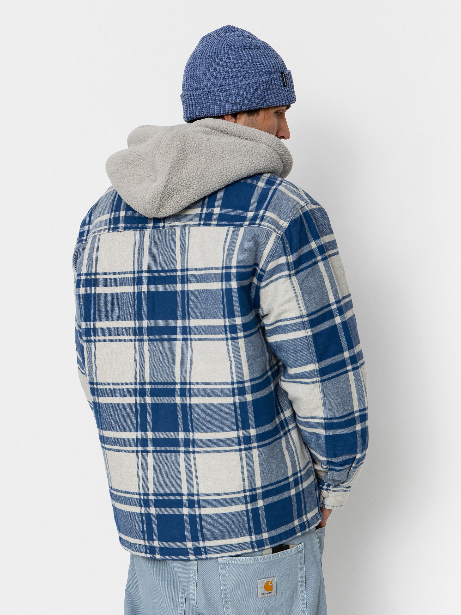 Vans Piedmont Hooded Plaid Shacket Shirt (oatmeal heather/truenvy)