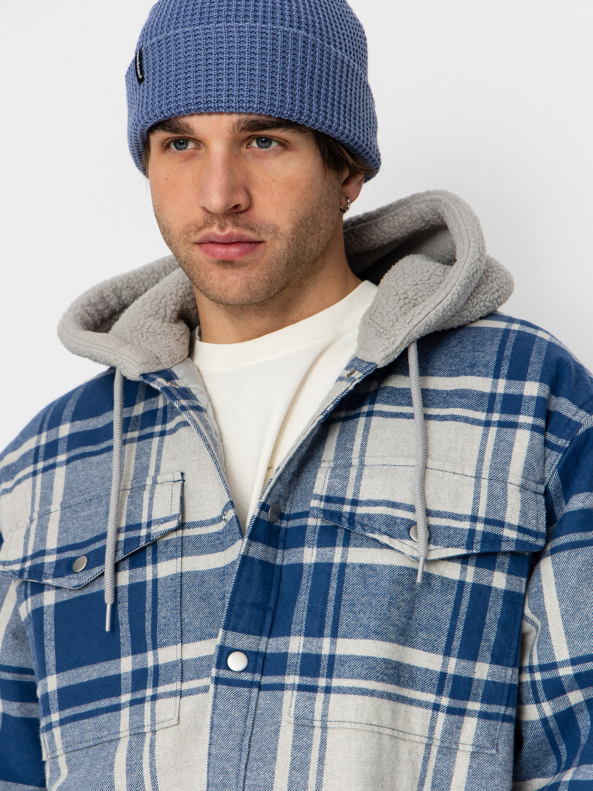 Vans Piedmont Hooded Plaid Shacket Hemd (oatmeal heather/truenvy)