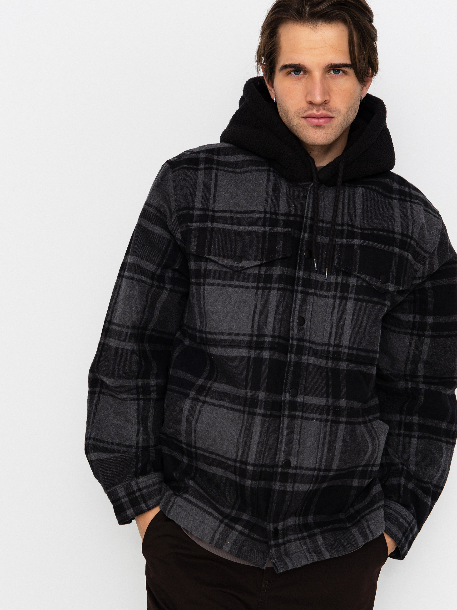 【BLACK】Hooded check shirt KAMIYA Distressed Hooded Checked Shirt （Black） - Osaka / Kyoto