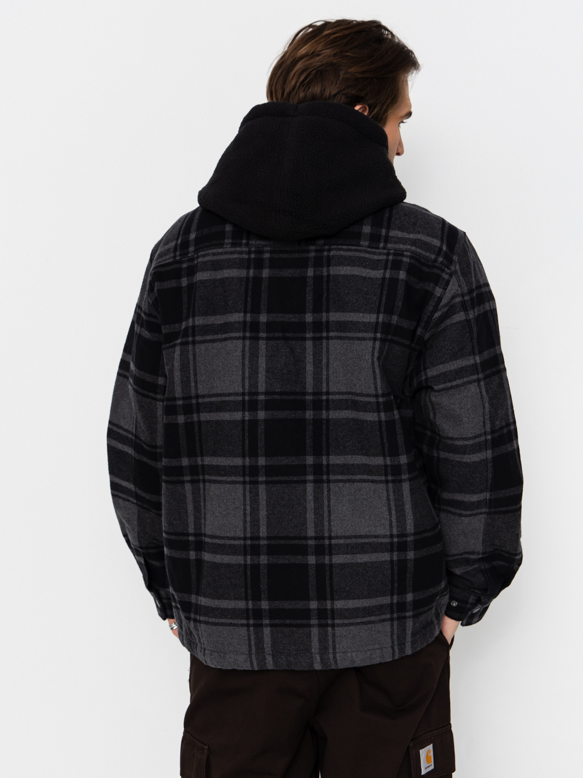 Vans Piedmont Hooded Plaid Shacket Shirt - grey (black/asphalt