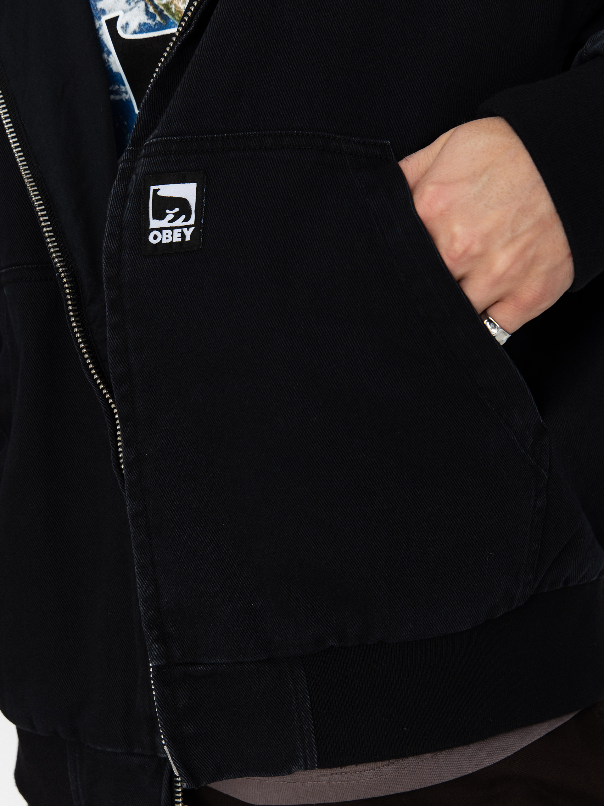OBEY Obey Glen Zip Up Jacke (black faded wash)
