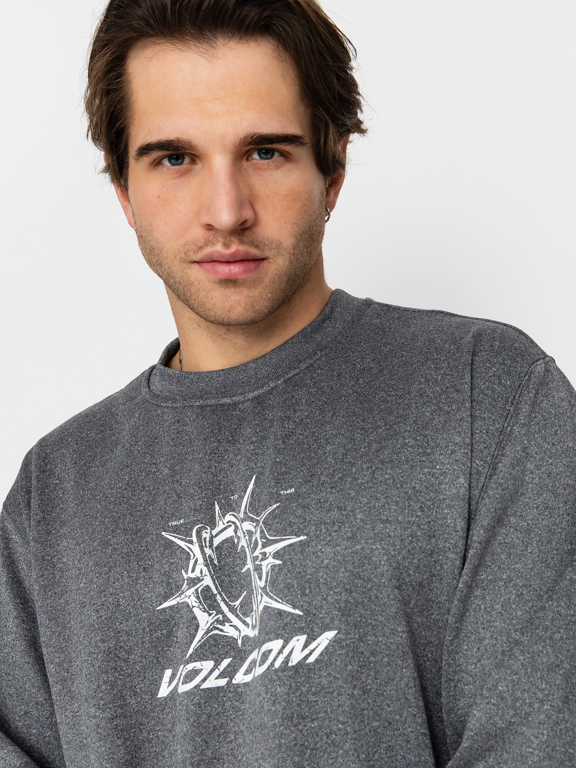 Herren Volcom Hydro Crew Aktives Sweatshirt (heather black)