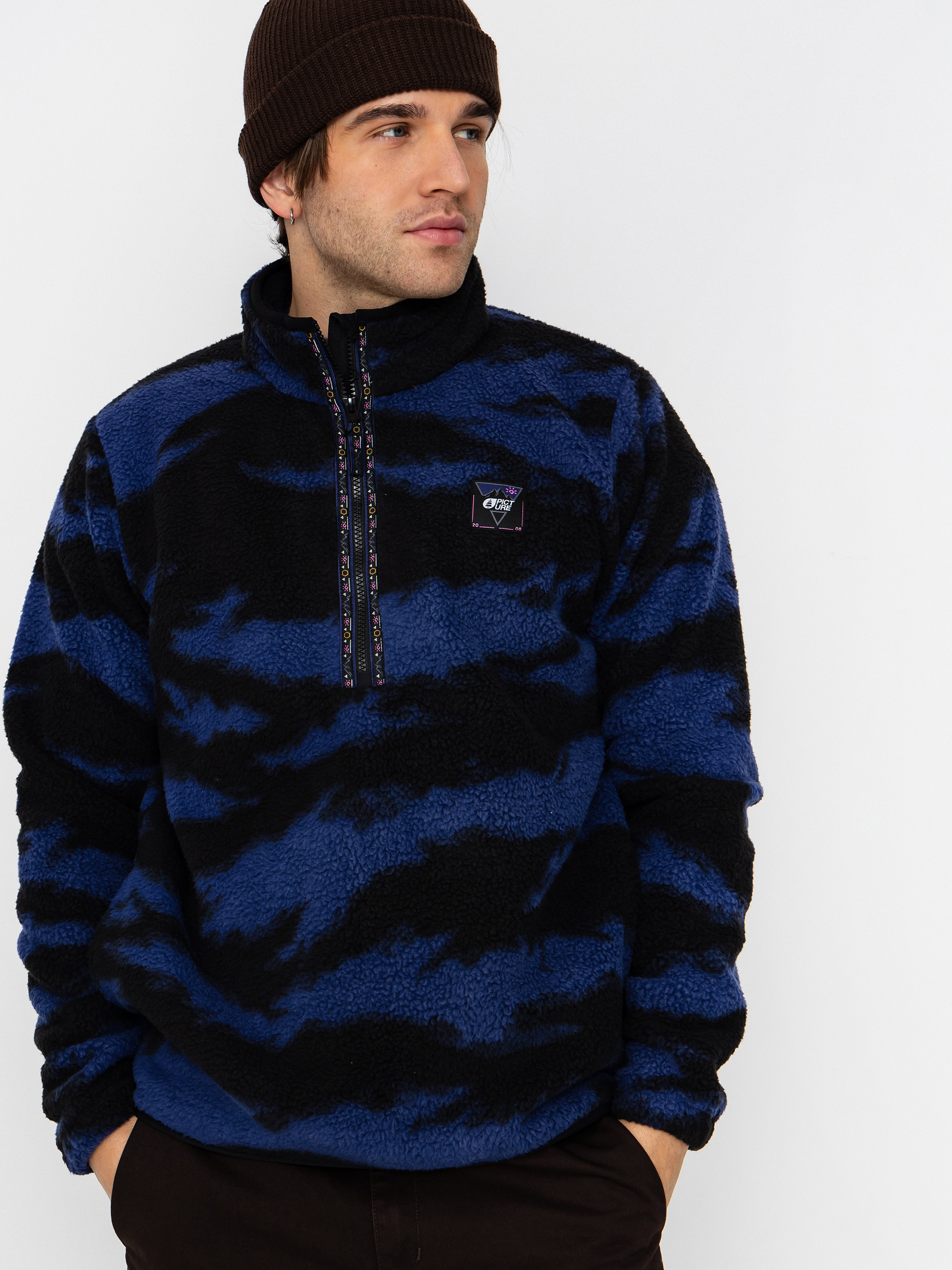 Picture Kimag Printed 1/4 Zip Fleece  (retro fusion print)