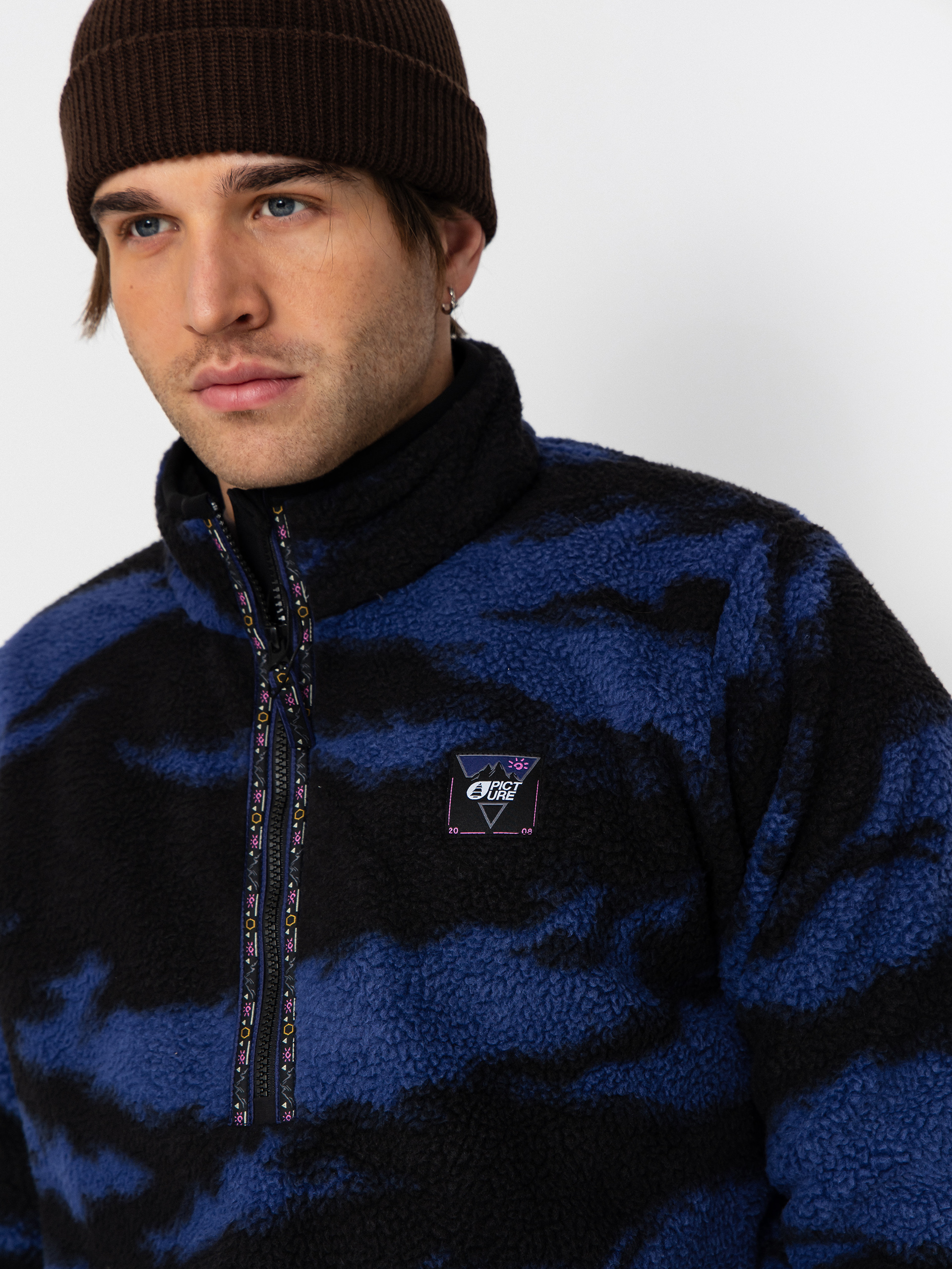 Mens Picture Kimag Printed 1/4 Zip Fleece  (retro fusion print)