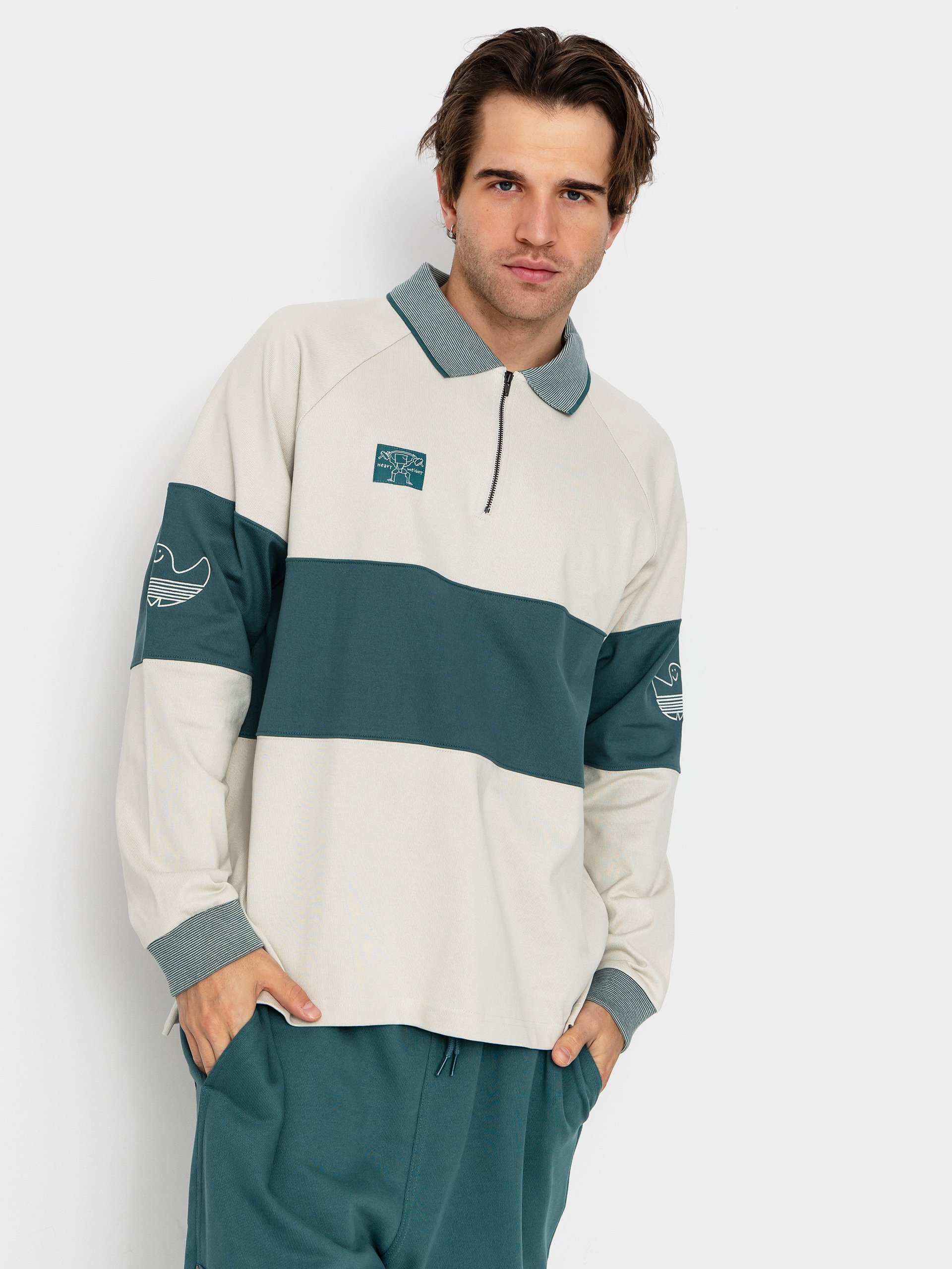 adidas Shmoo H Rugby Longsleeve - white, green (alumin)