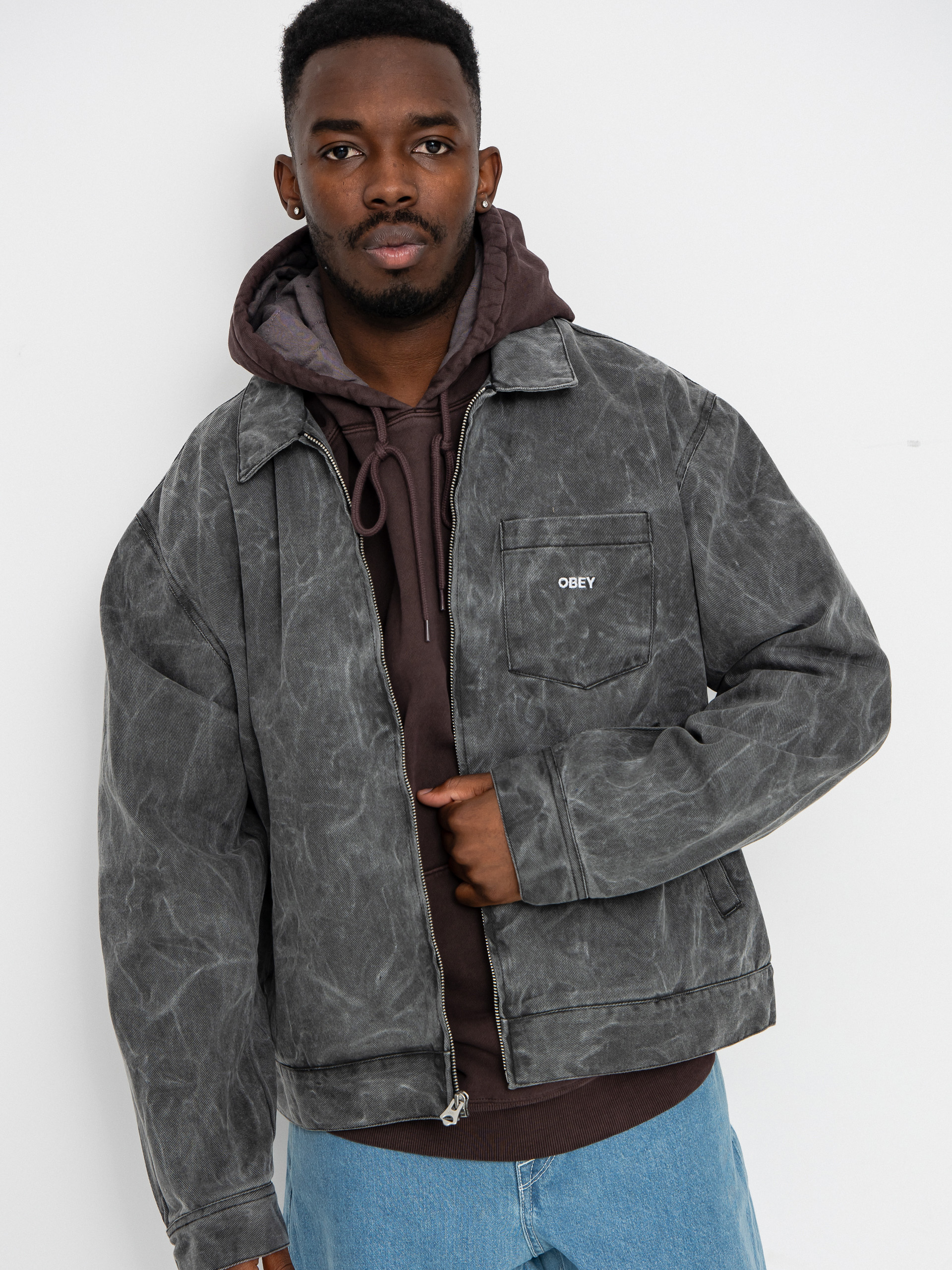 OBEY Obey Workman Zip Jacket (black wrinkle wash)