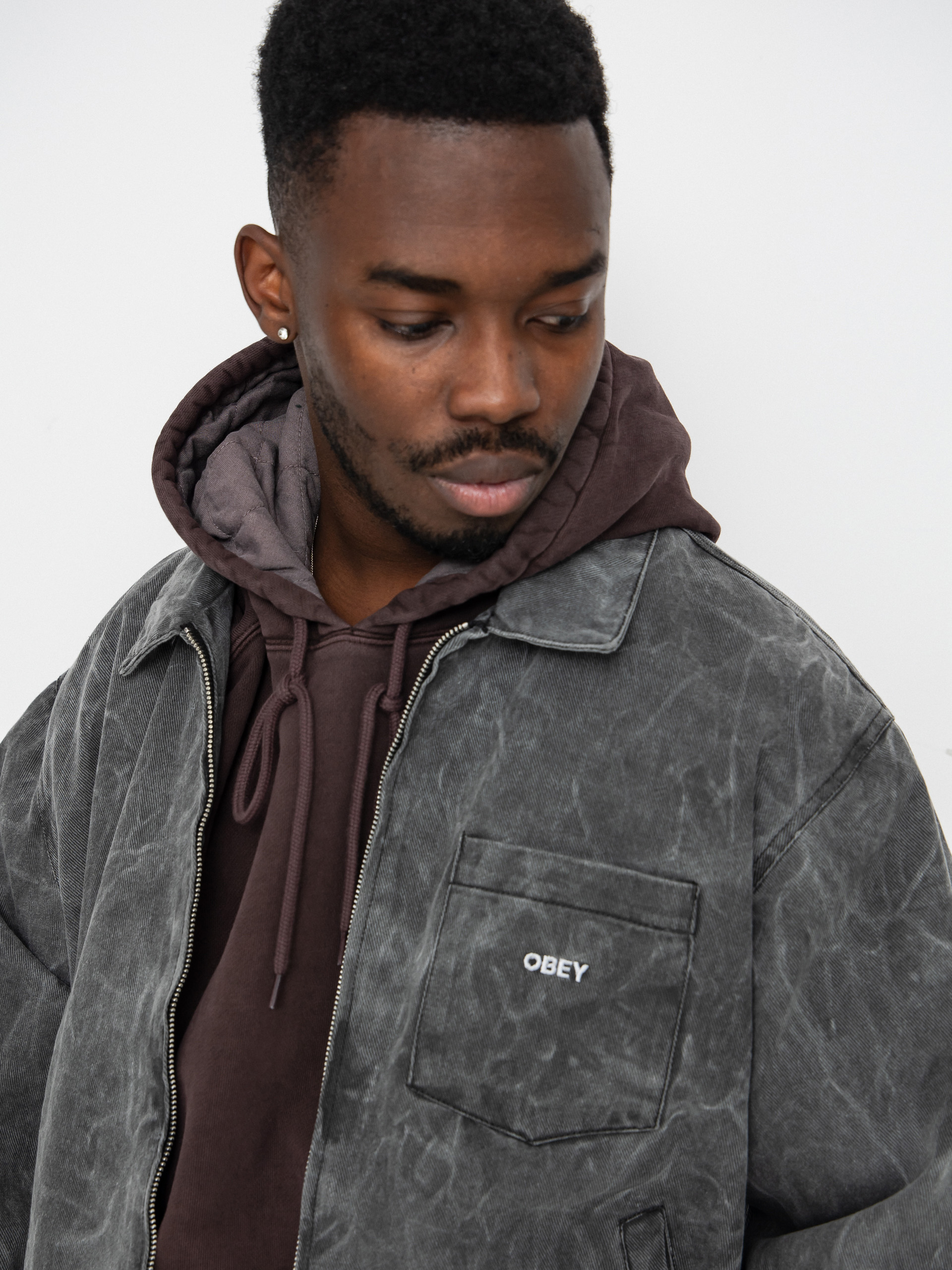 OBEY Obey Workman Zip Jacket - grey (black wrinkle wash)