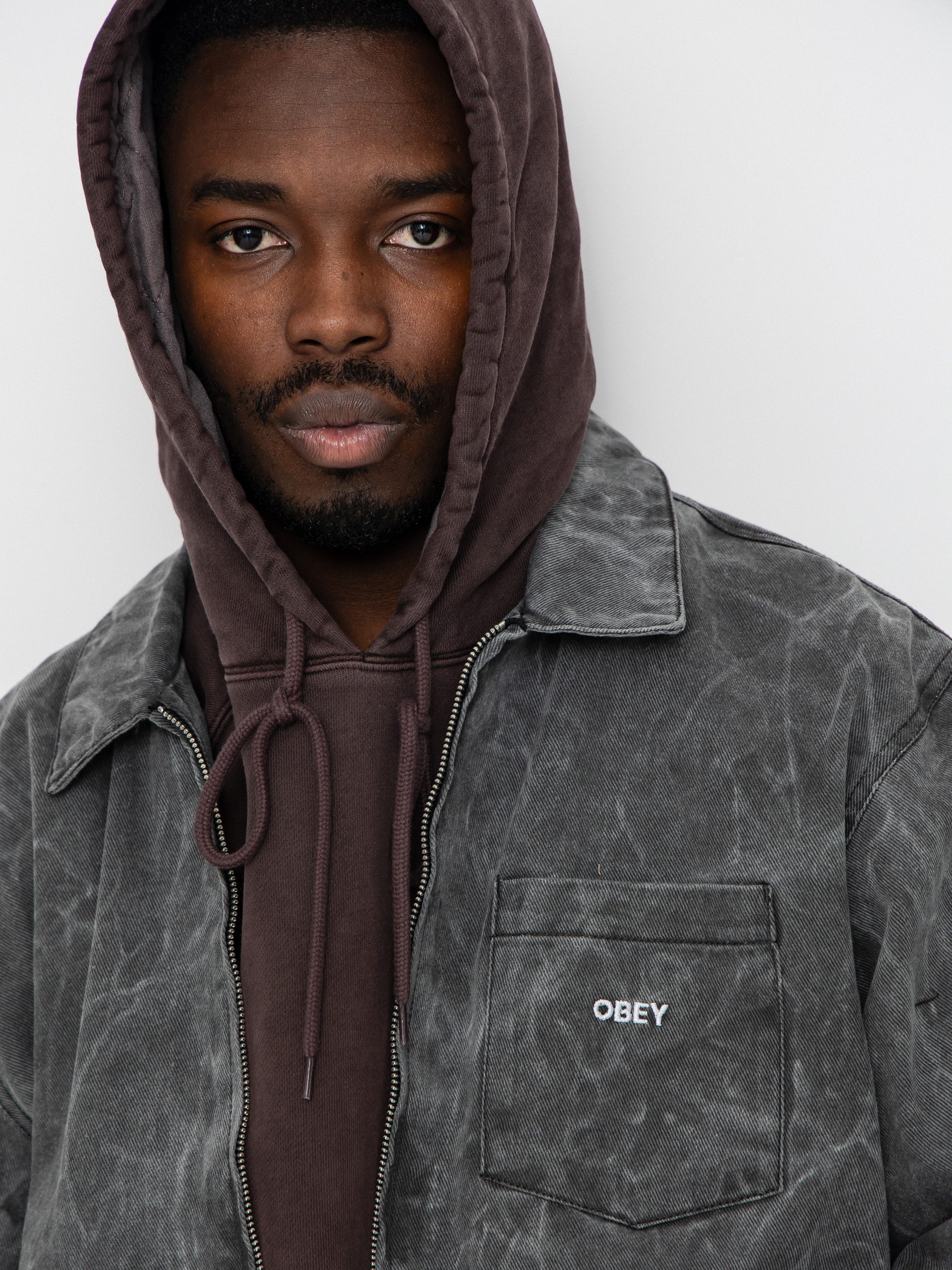 OBEY Obey Workman Zip Jacket - grey (black wrinkle wash)