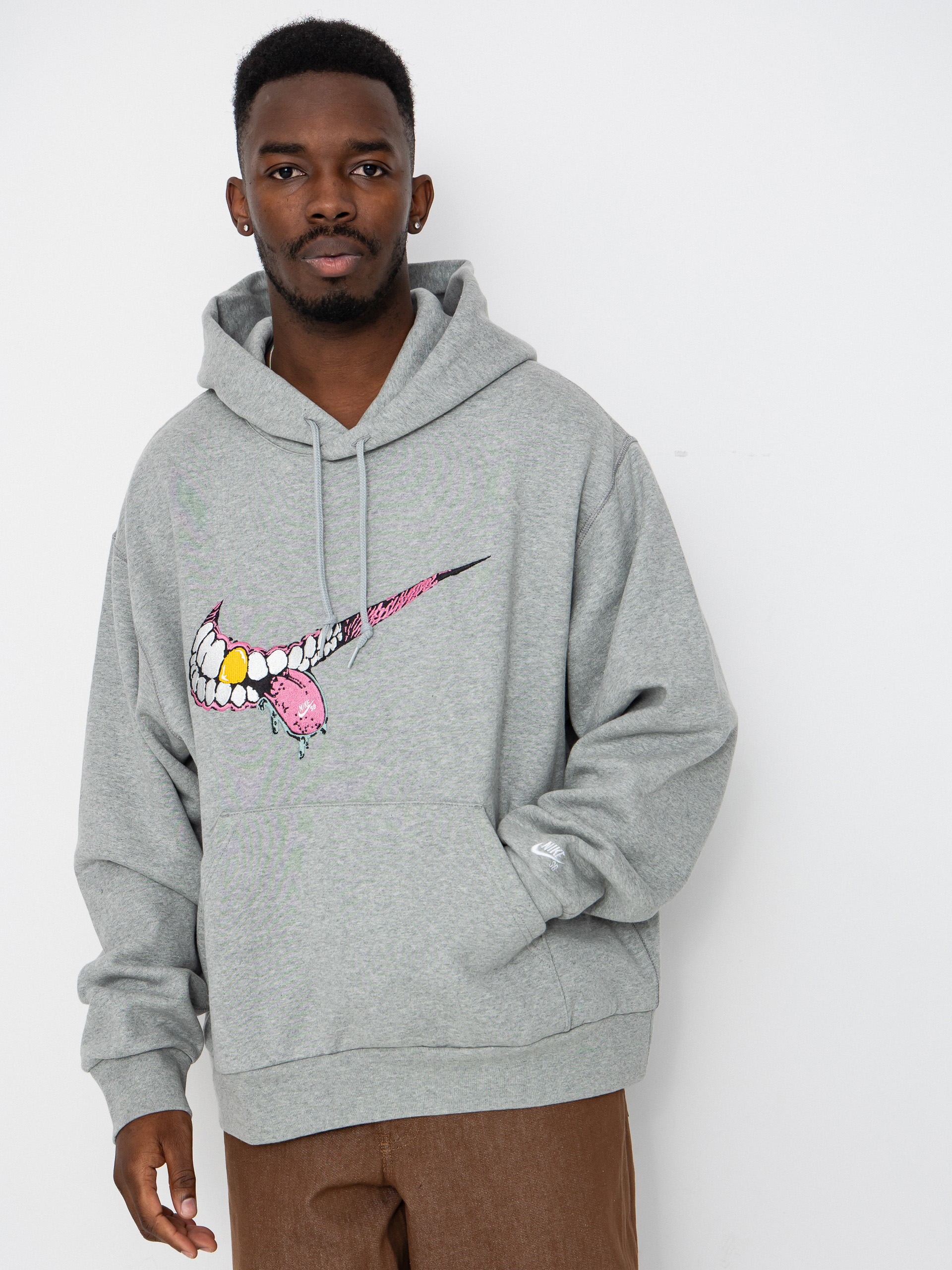 Nike SB Hoodie GFX 1 HD - grey (dk grey heather/white)