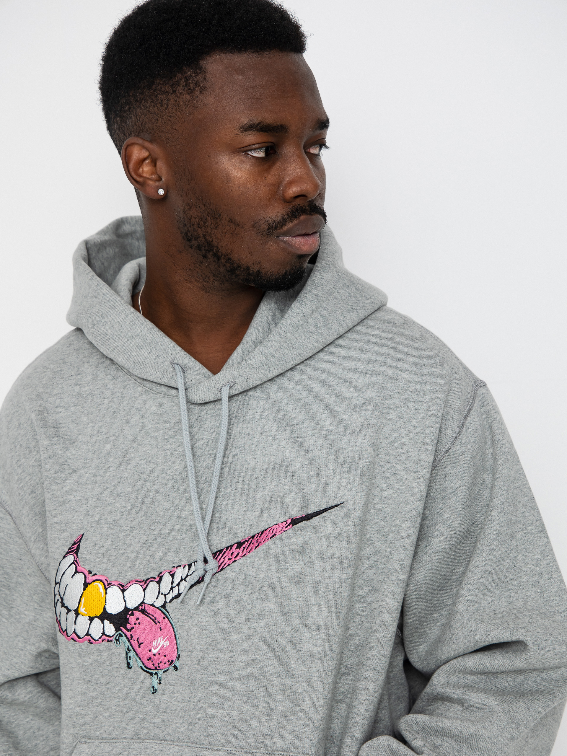 Nike SB Hoodie GFX 1 HD - grey (dk grey heather/white)