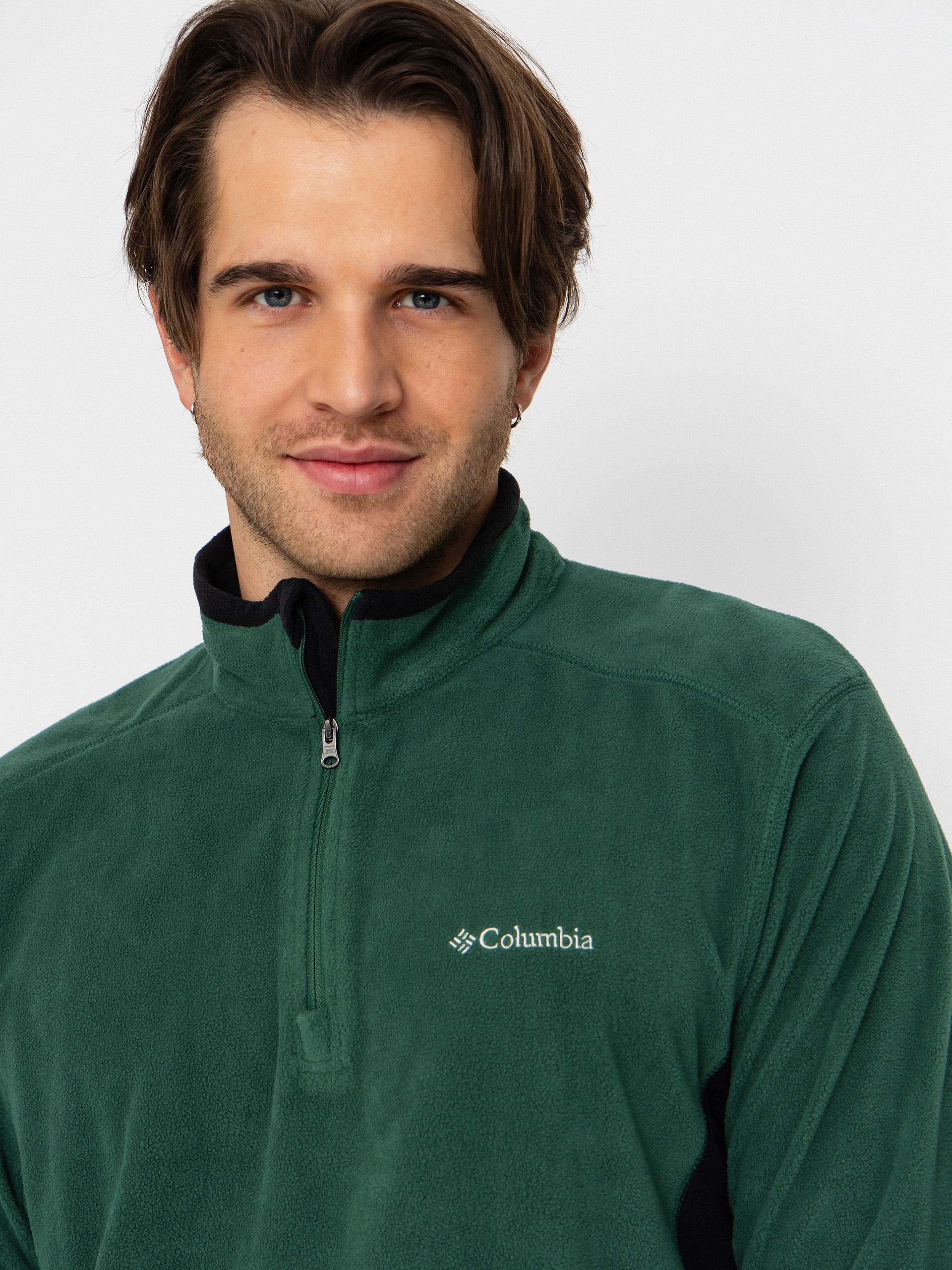 Mens Columbia Fleece  Klamath Range II Half Zip (rain forest/black)