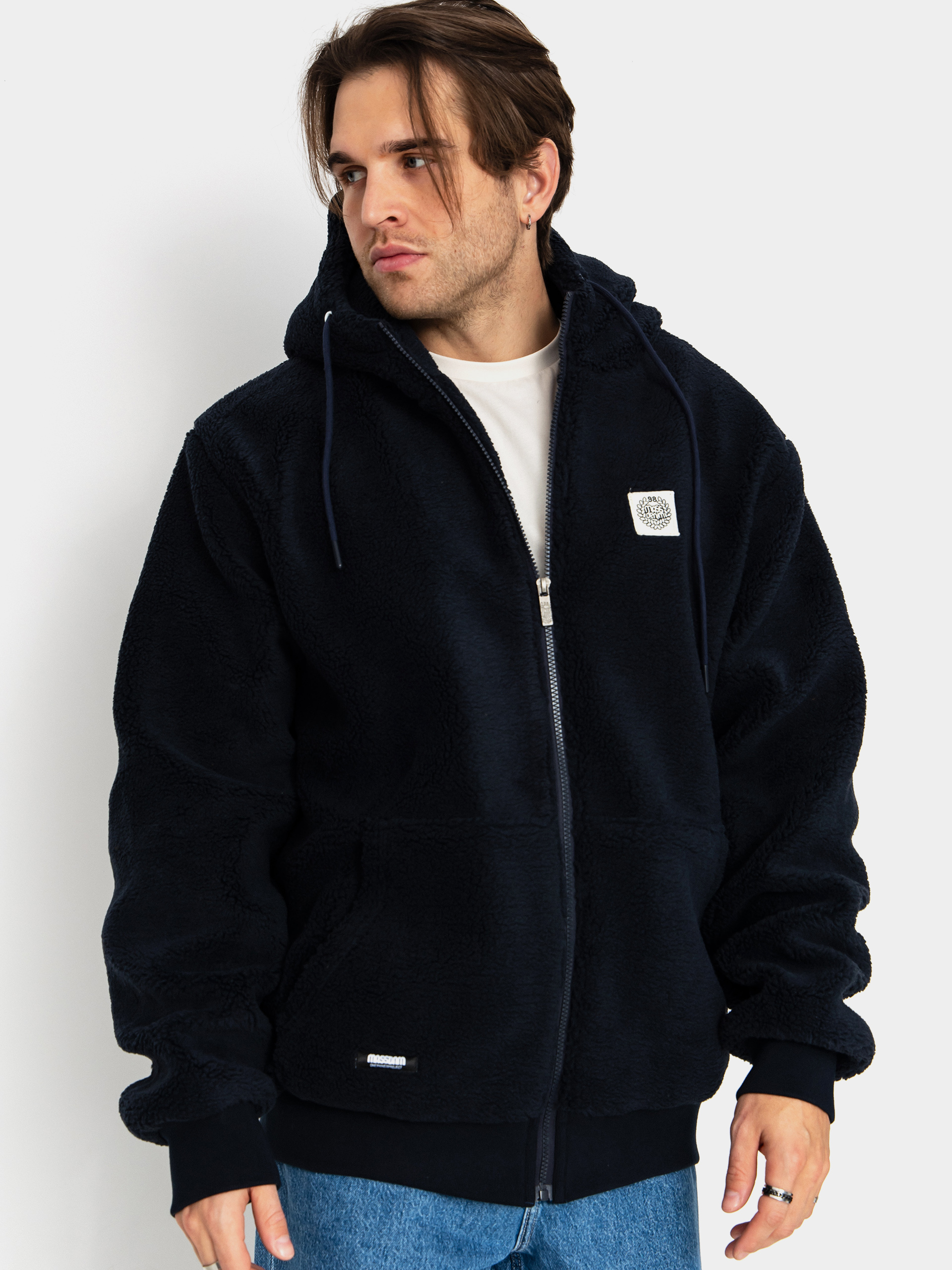 MassDnm Patch Teddy Zip Hoody Jacket (navy)