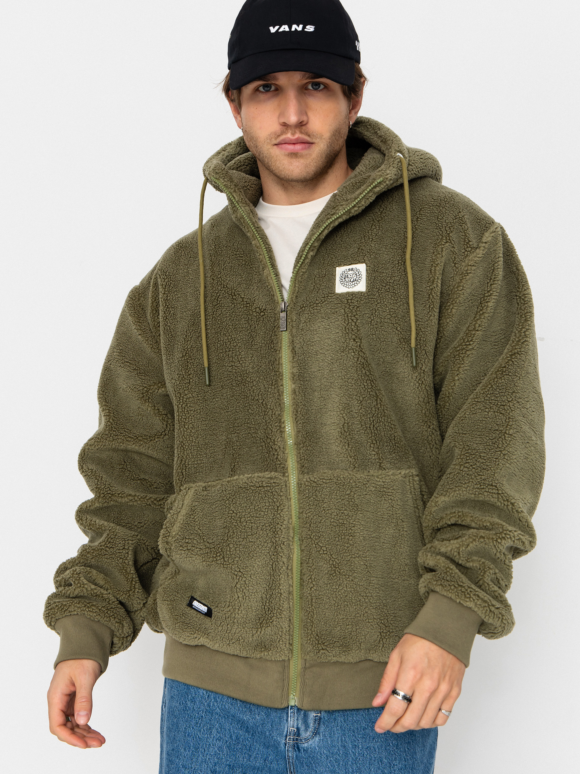 MassDnm Patch Teddy Zip Hoody Jacket (olive)