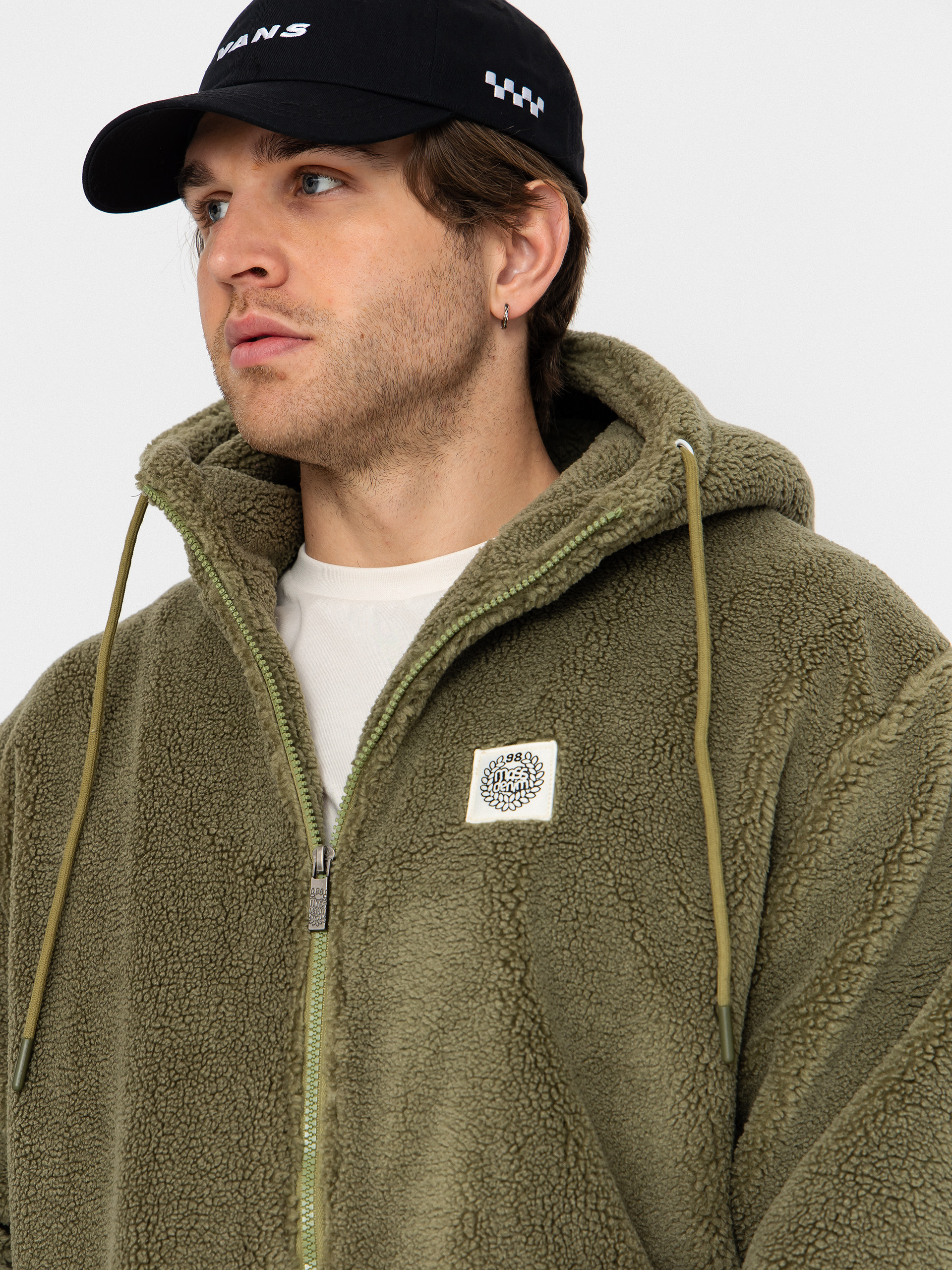 MassDnm Patch Teddy Zip Hoody Jacke (olive)