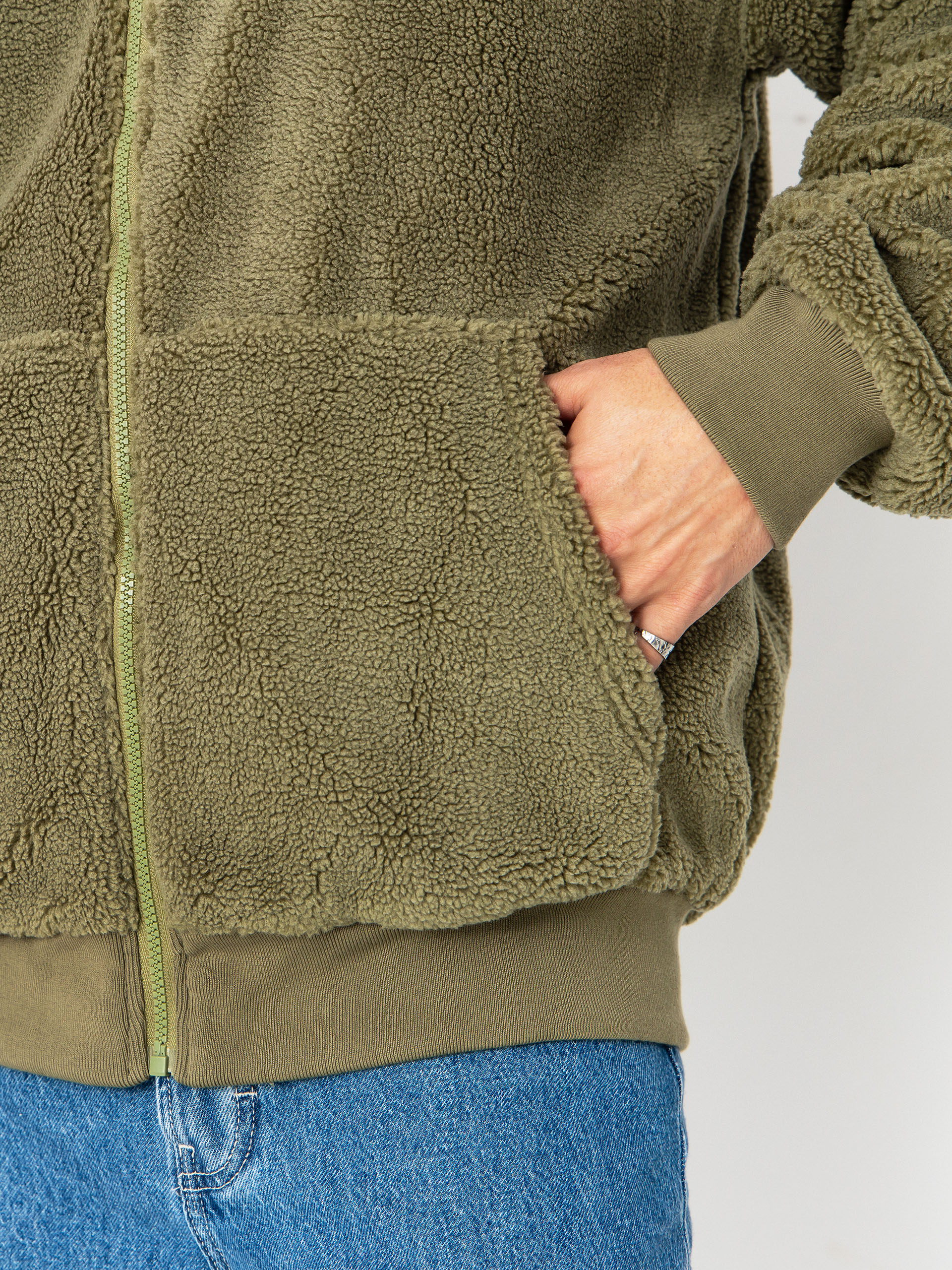 MassDnm Patch Teddy Zip Hoody Jacket (olive)