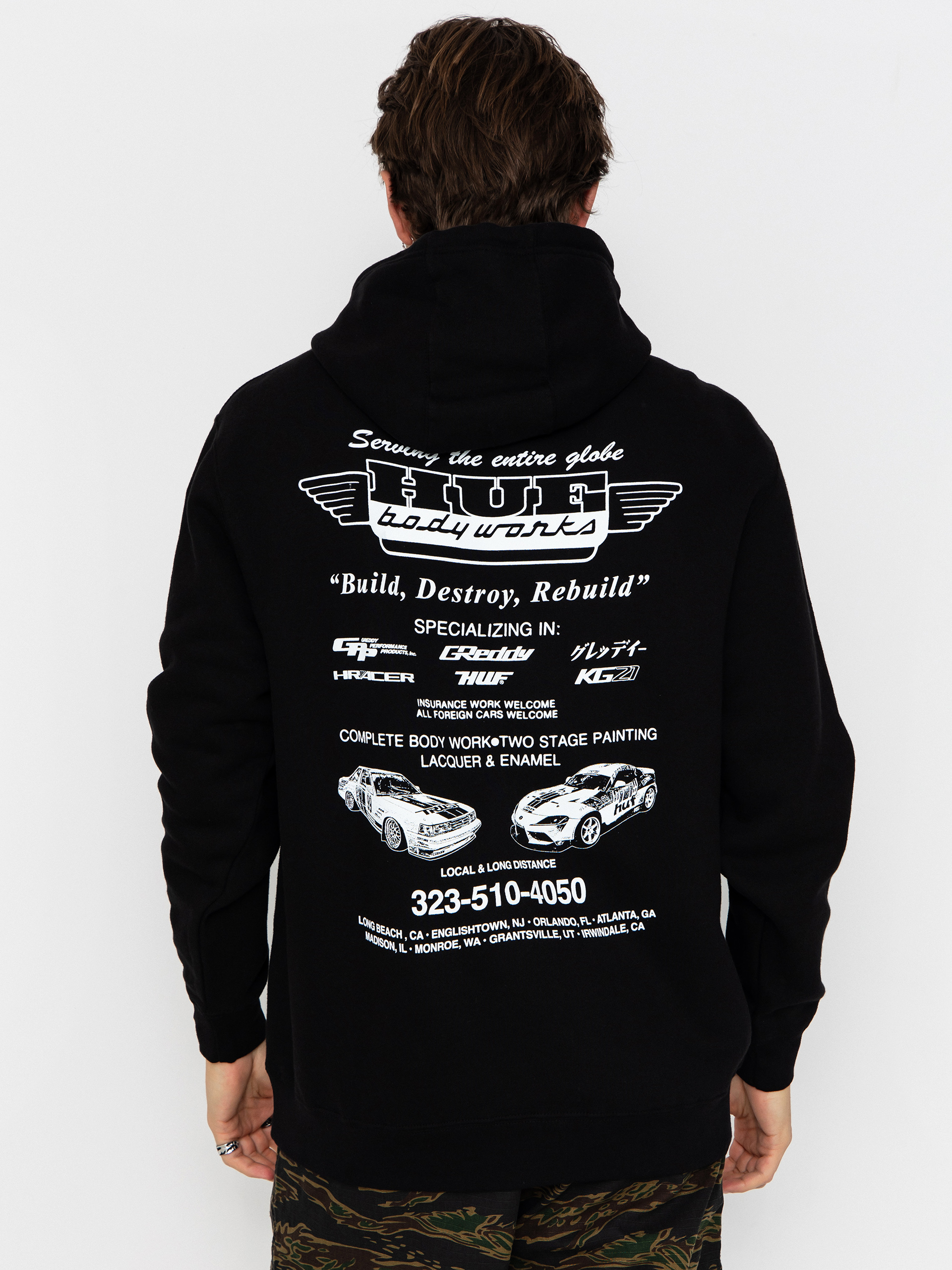 HUF Hoodie X Greddy Body Works HD (black)