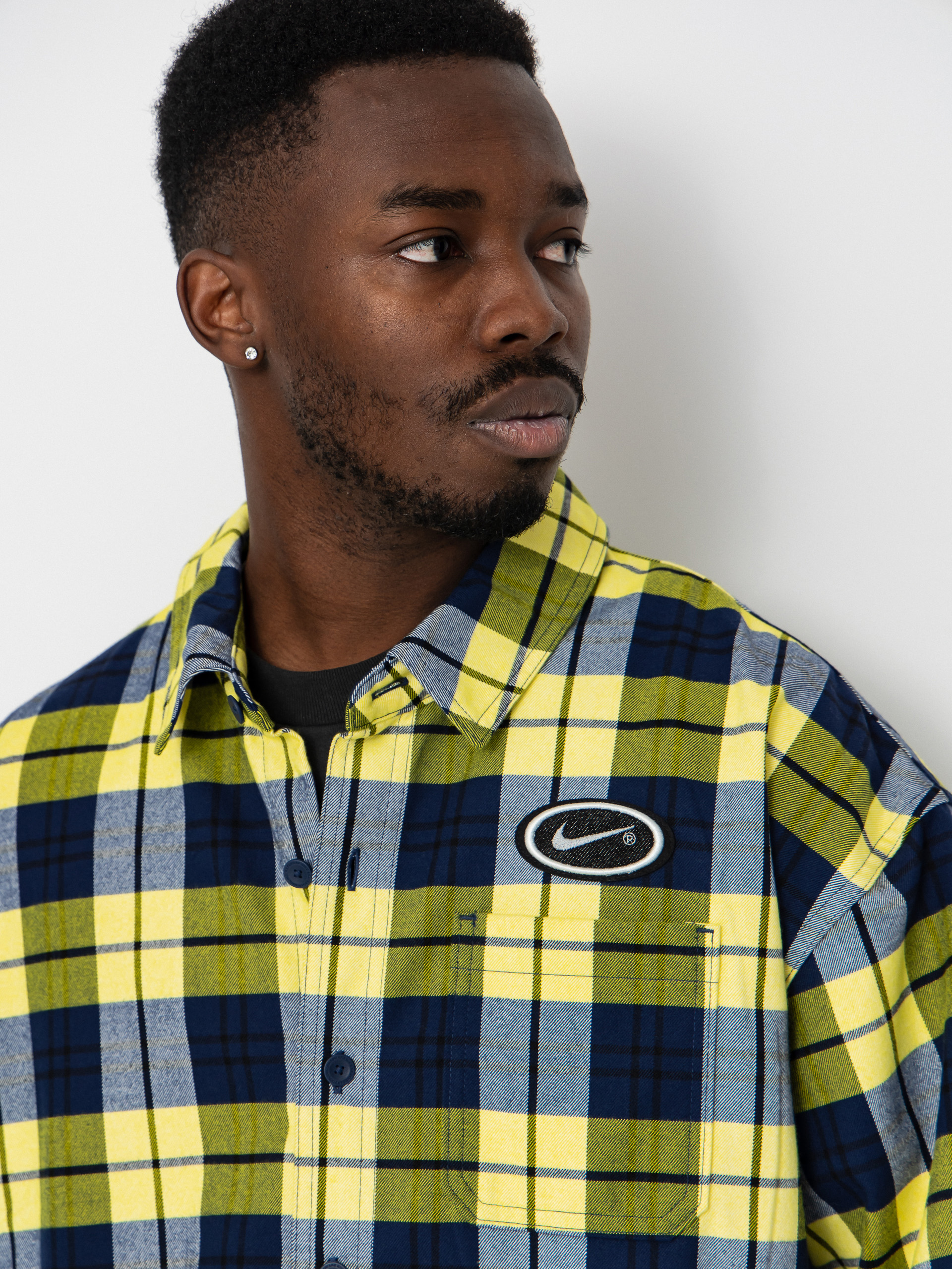 Nike SB Shirt Flnnl Koston (midnight navy/speed yellow)