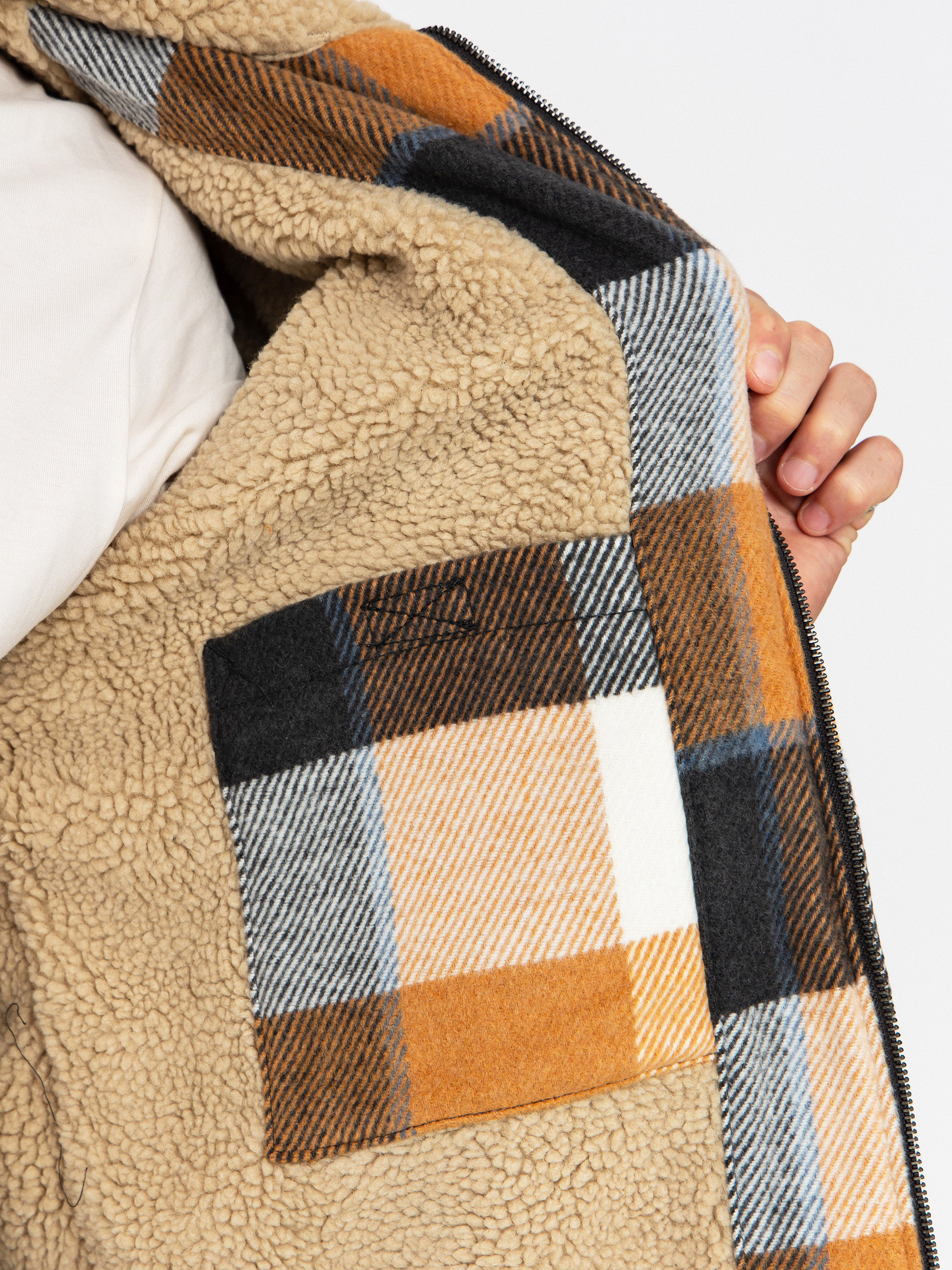 Quiksilver Dna Sherpa Harrington Jacket (almond motherfly check)