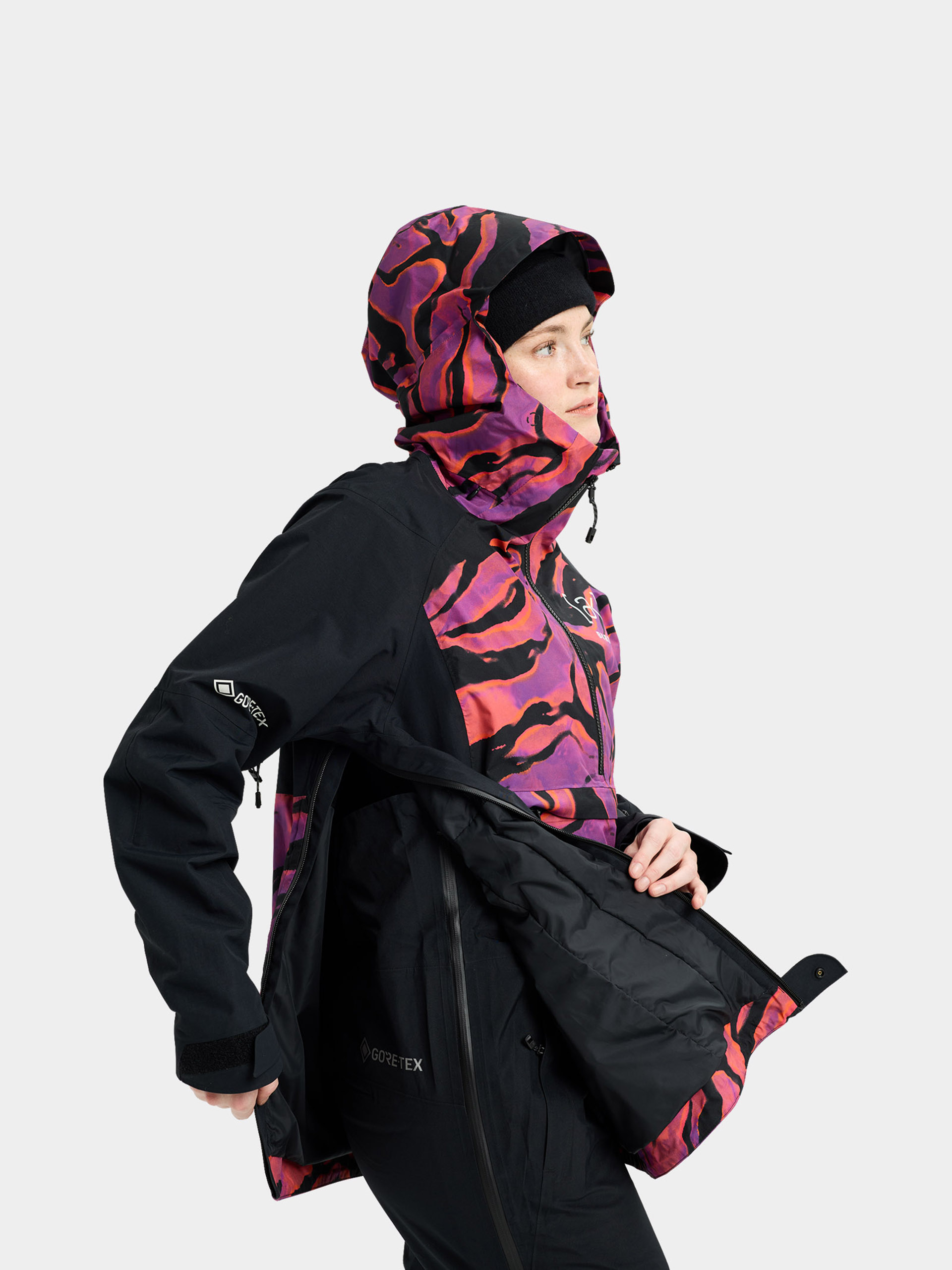Womens Burton Snowboard jacket Ak Gore Tex Kimmy 2L Anorak (slash multi/true black)