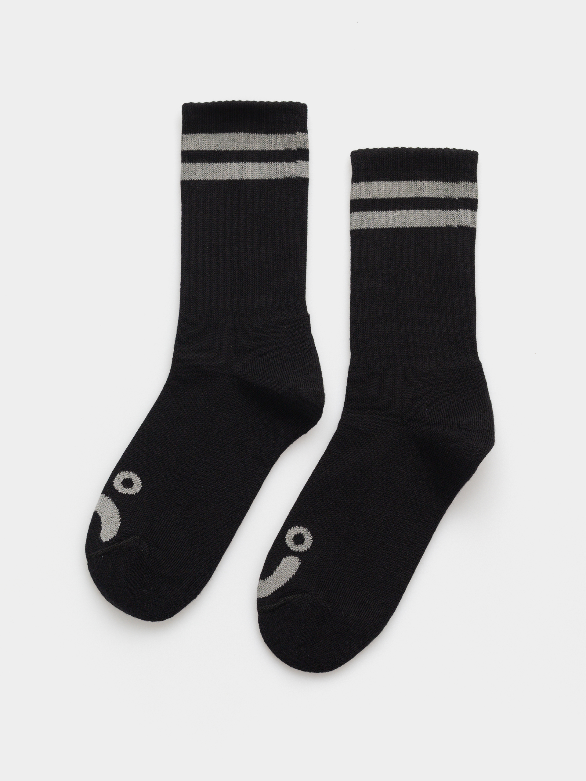 Polar Skate Rib Happy Sad Socks (black/heather grey)