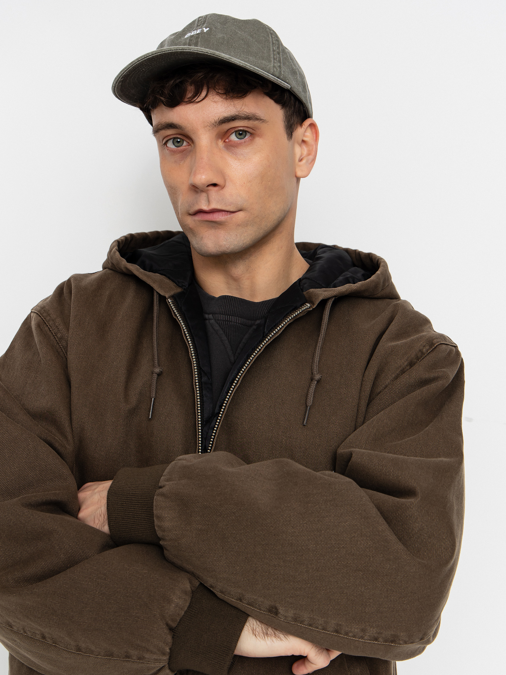 OBEY Hoodie Obey Randy ZHD Jacket - brown (wren faded wash)