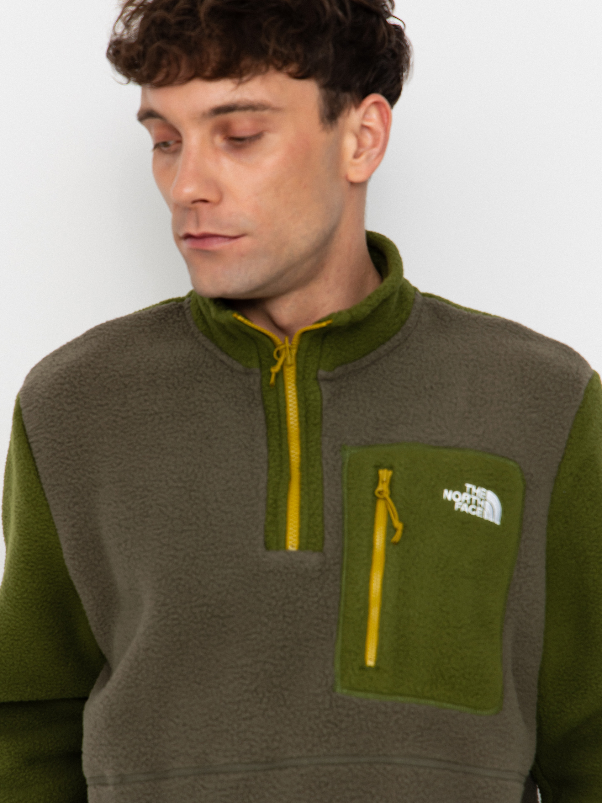 Herren The North Face Yumiori 1/4 Zip Fleece Jacke (new taupe green/woodlan)