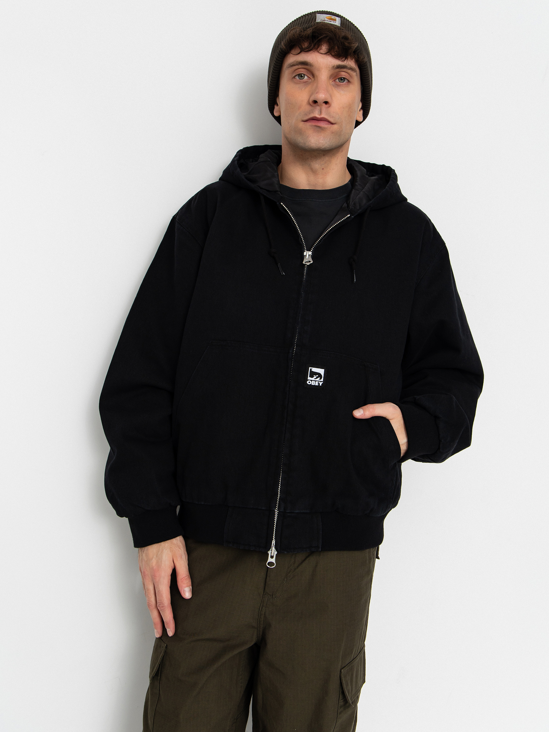 OBEY Hoodie Obey Randy ZHD Jacket - black (black faded wash)