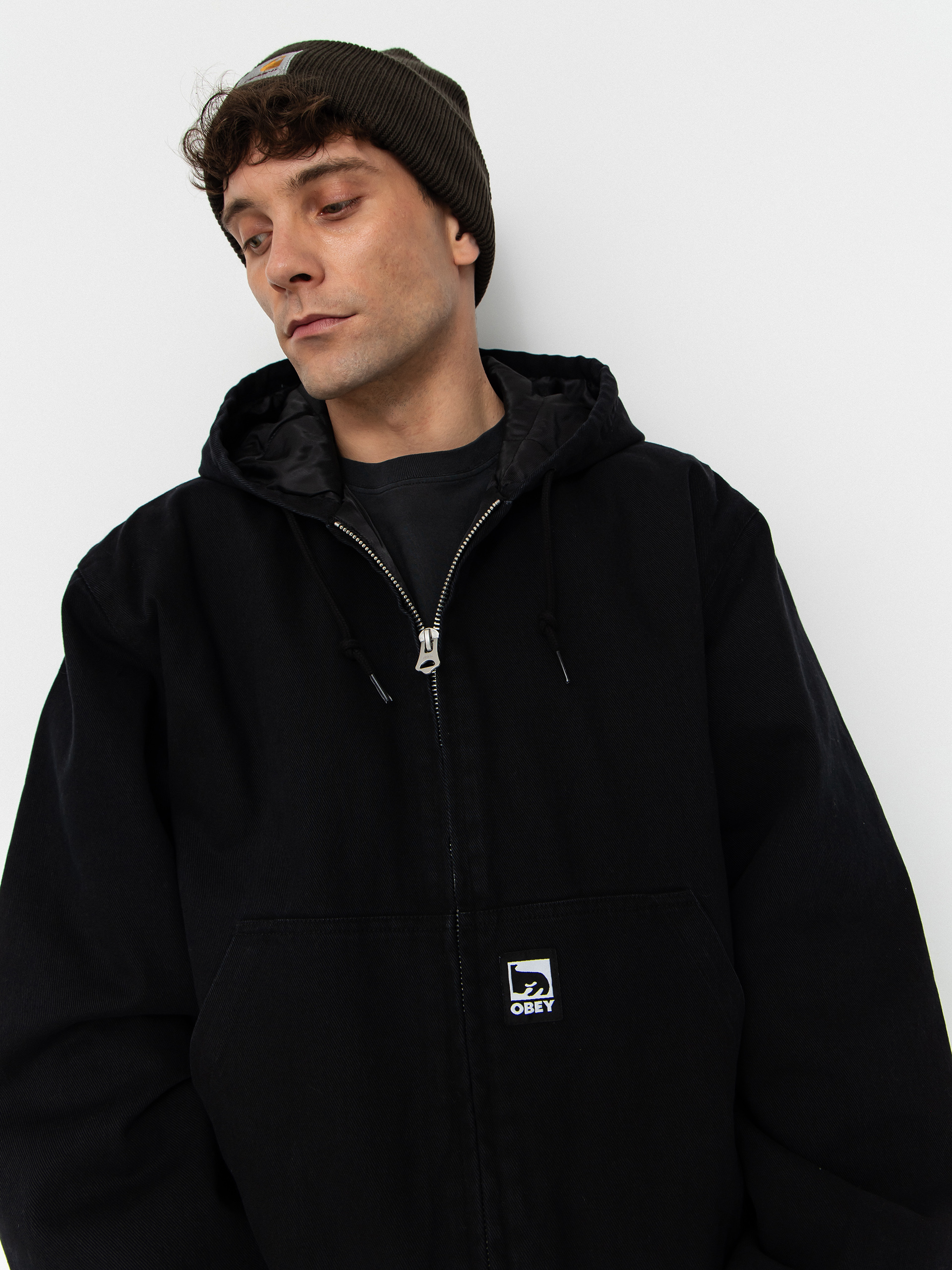 OBEY Hoodie Obey Randy ZHD Jacket - black (black faded wash)