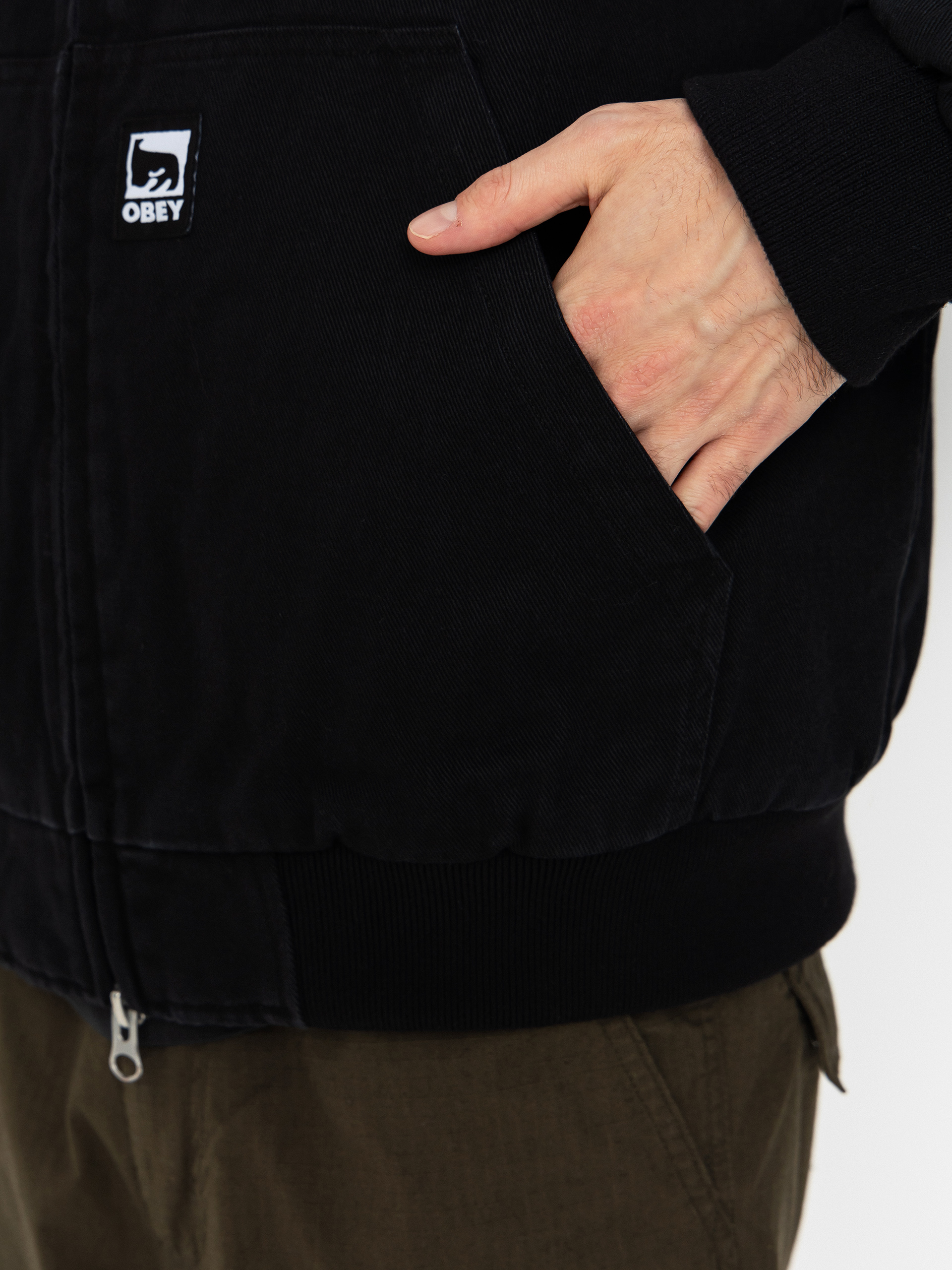 OBEY Hoodie Obey Randy ZHD Jacket - black (black faded wash)