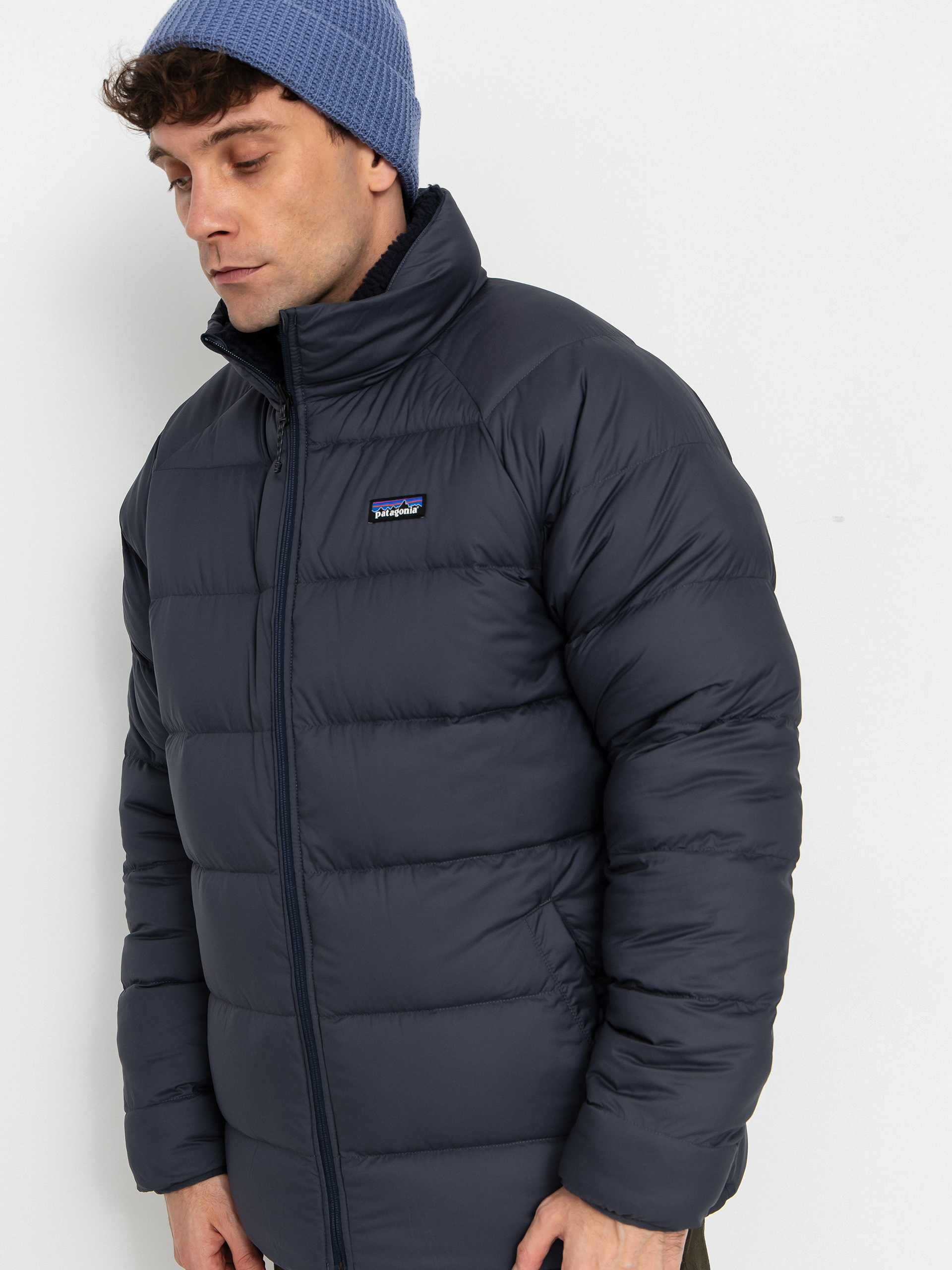 Patagonia Reversible Silent Down Jacket - blue, black (smolder blue)