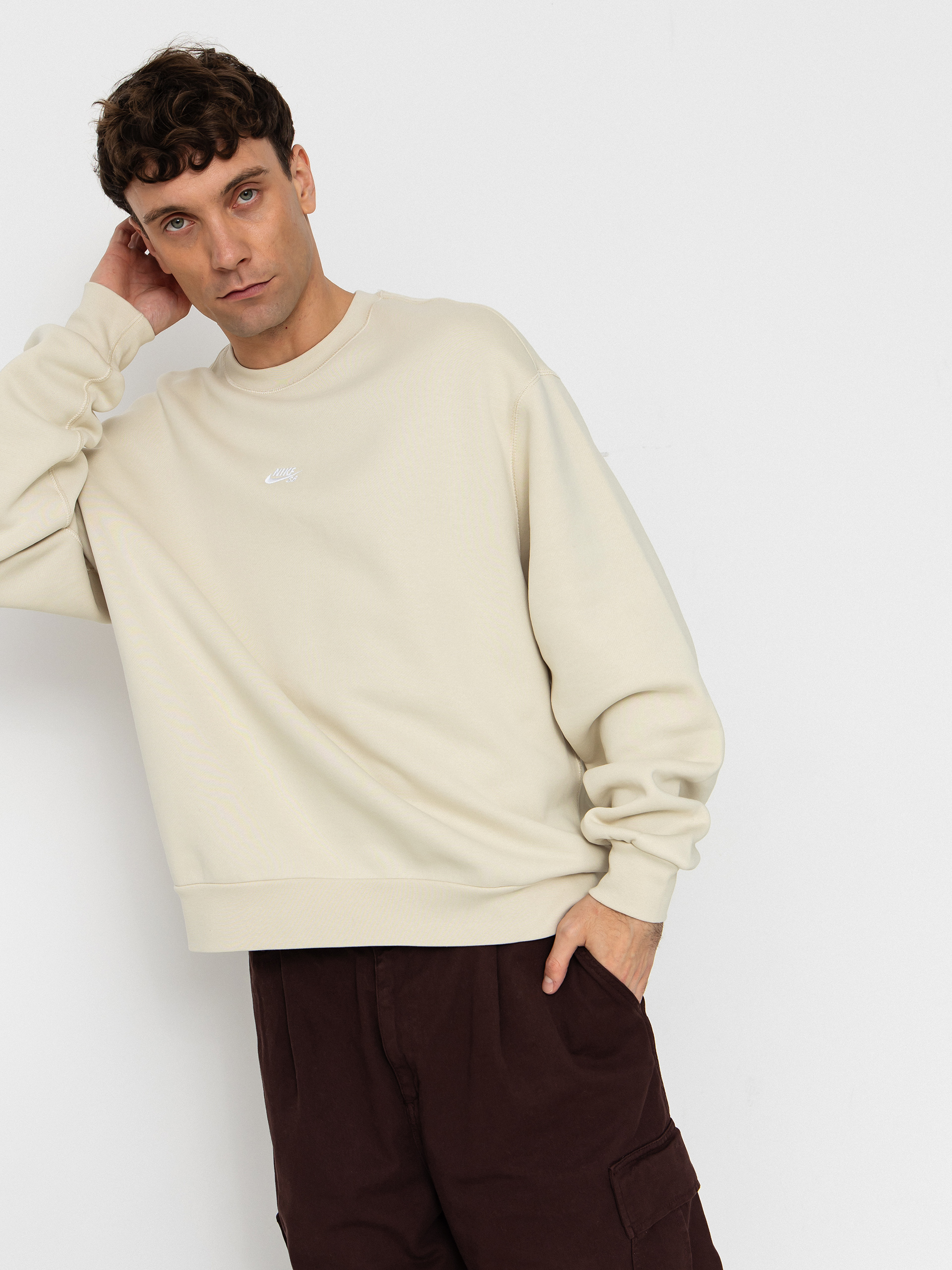 Nike SB Essential Logo Crew Sweatshirt (lt khaki/white)