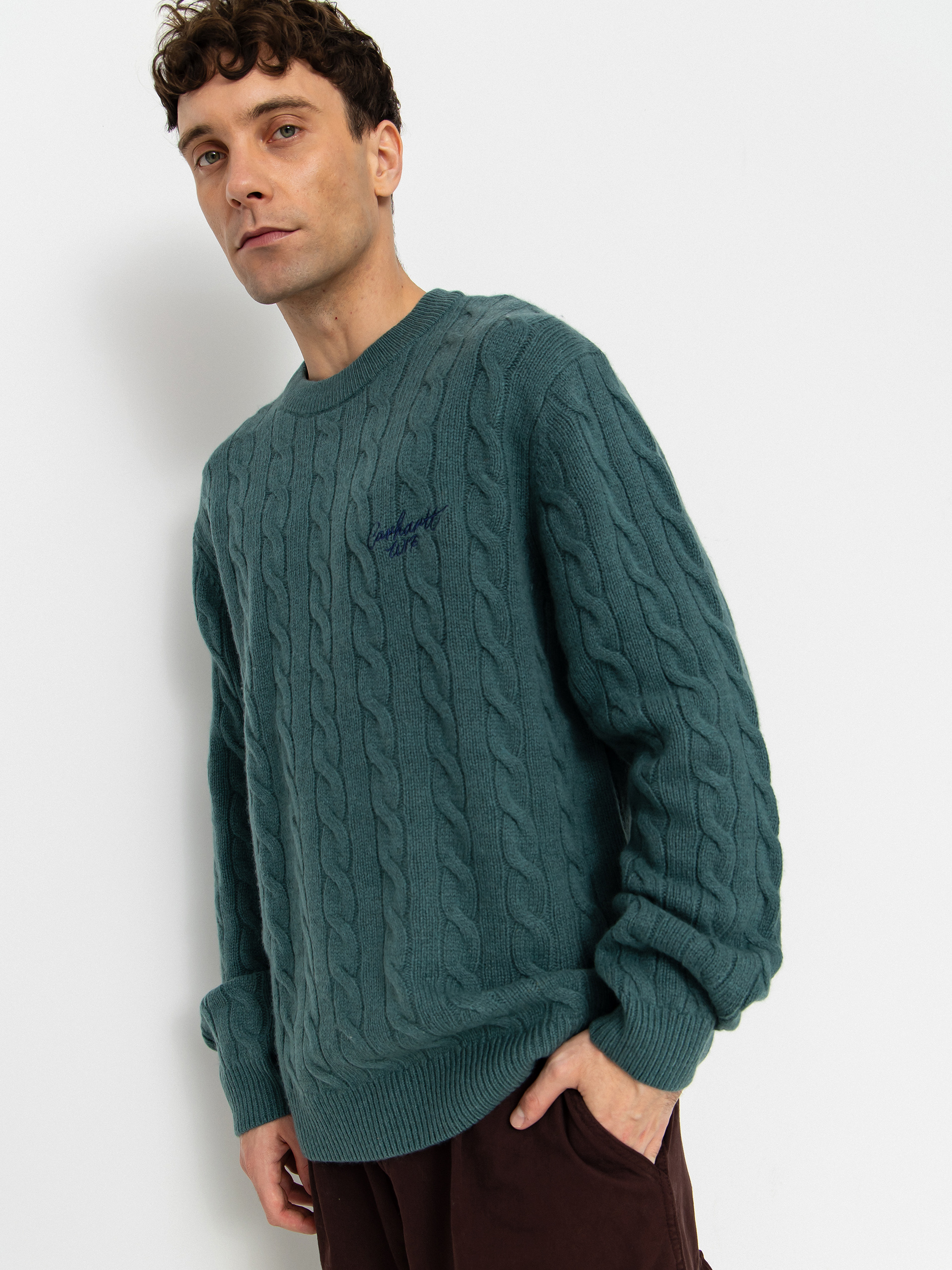 Carhartt WIP Sweater Signature - green (silver pine/jupiter)