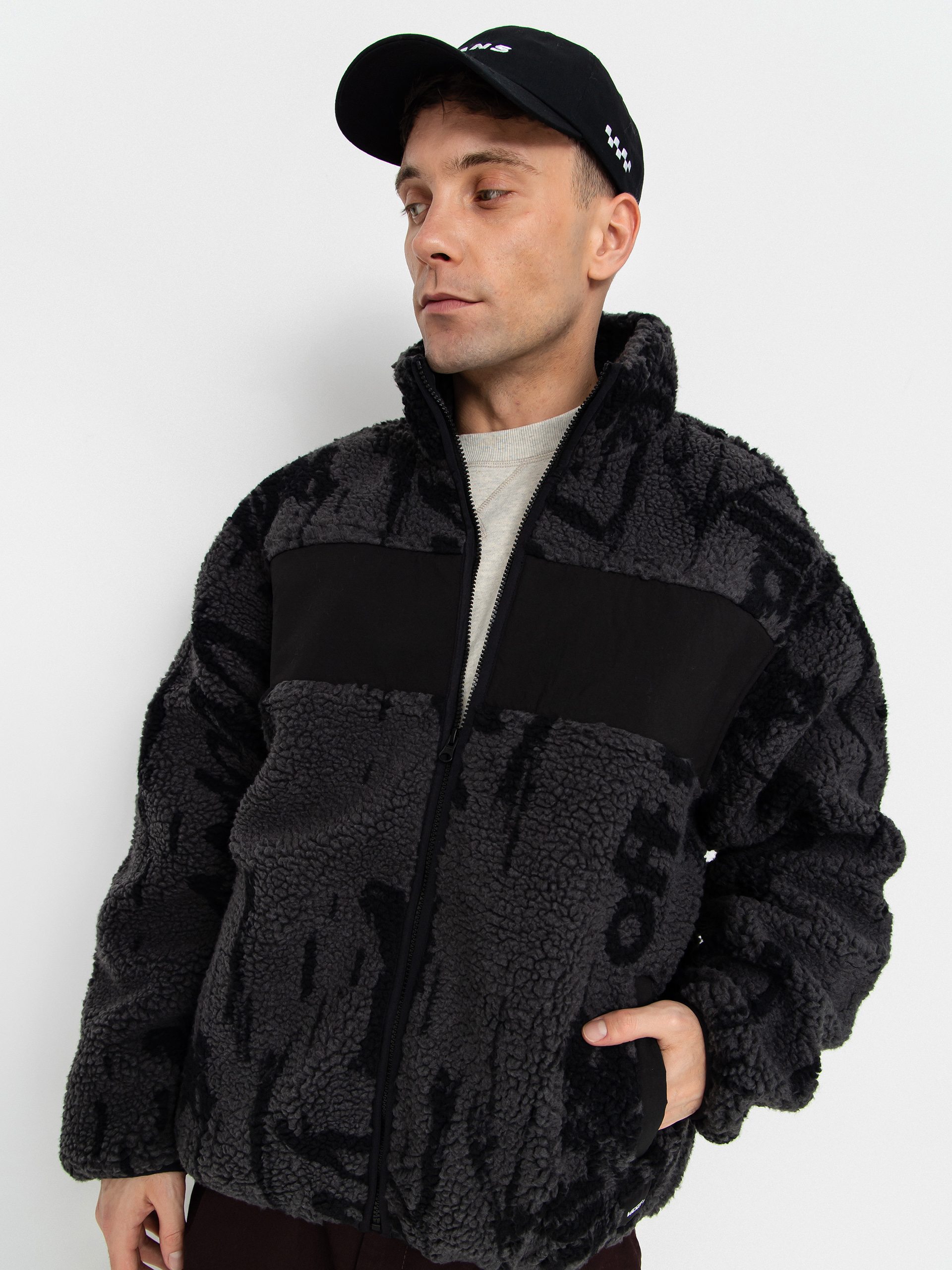 Vans Stiller Sherpa Full Zip Fleece - black, grey (asphalt/black)