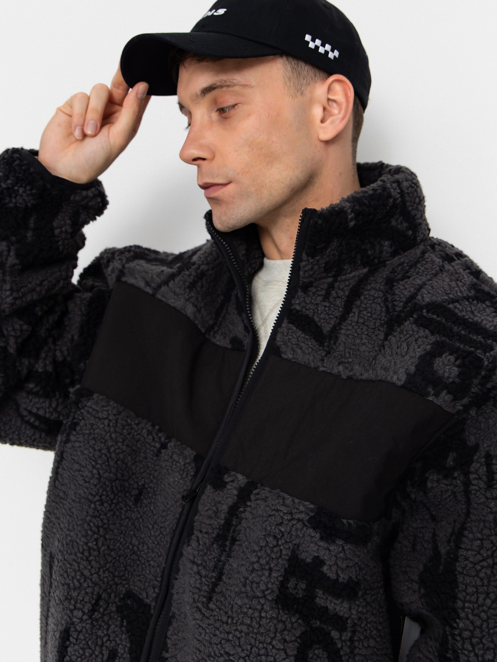 Herren Vans Stiller Sherpa Full Zip Fleece Jacke (asphalt/black)