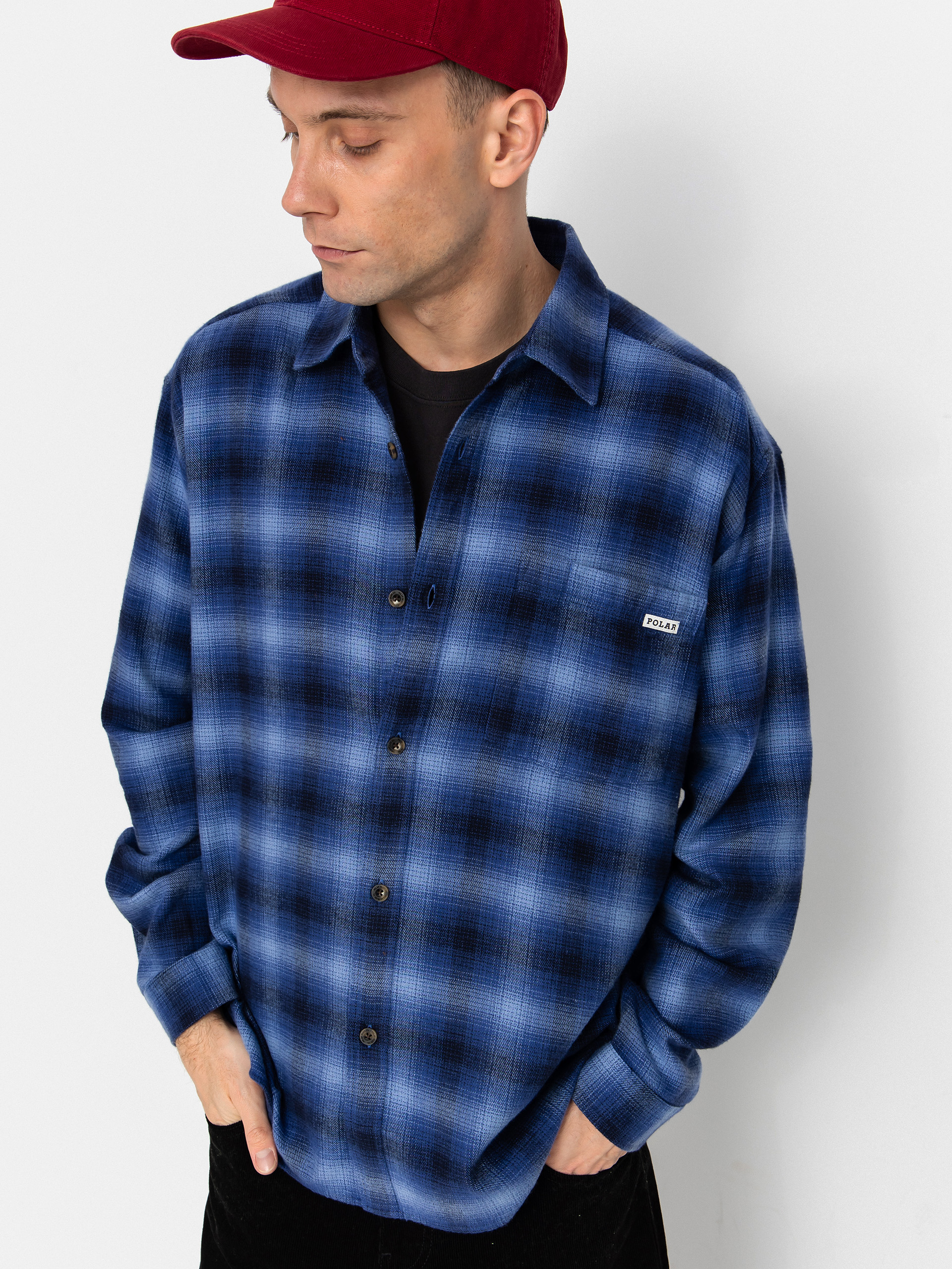 Polar Skate Mitchell Shadow Check Shirt - blue (blue)
