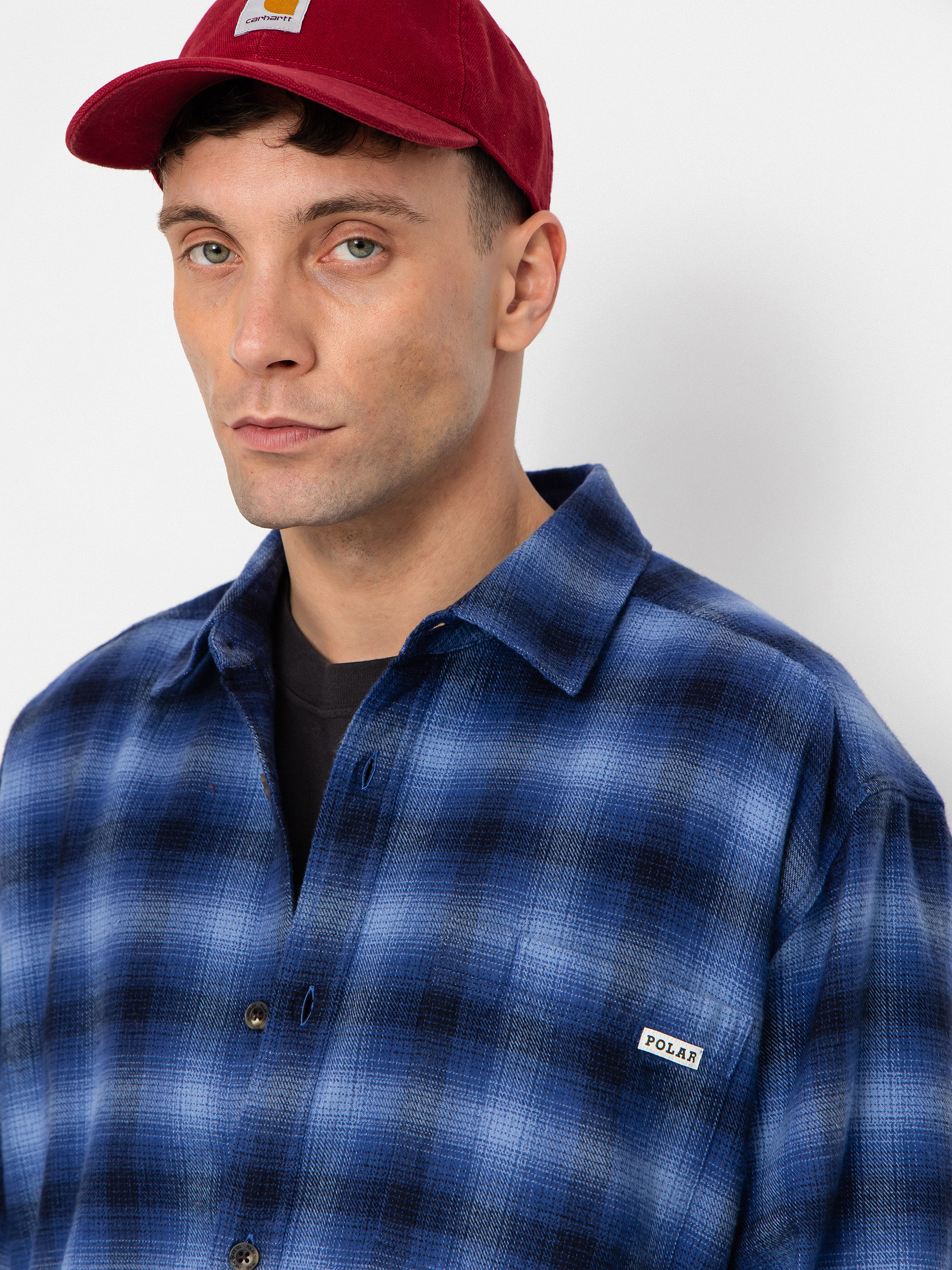 Polar Skate Mitchell Shadow Check Shirt - blue (blue)