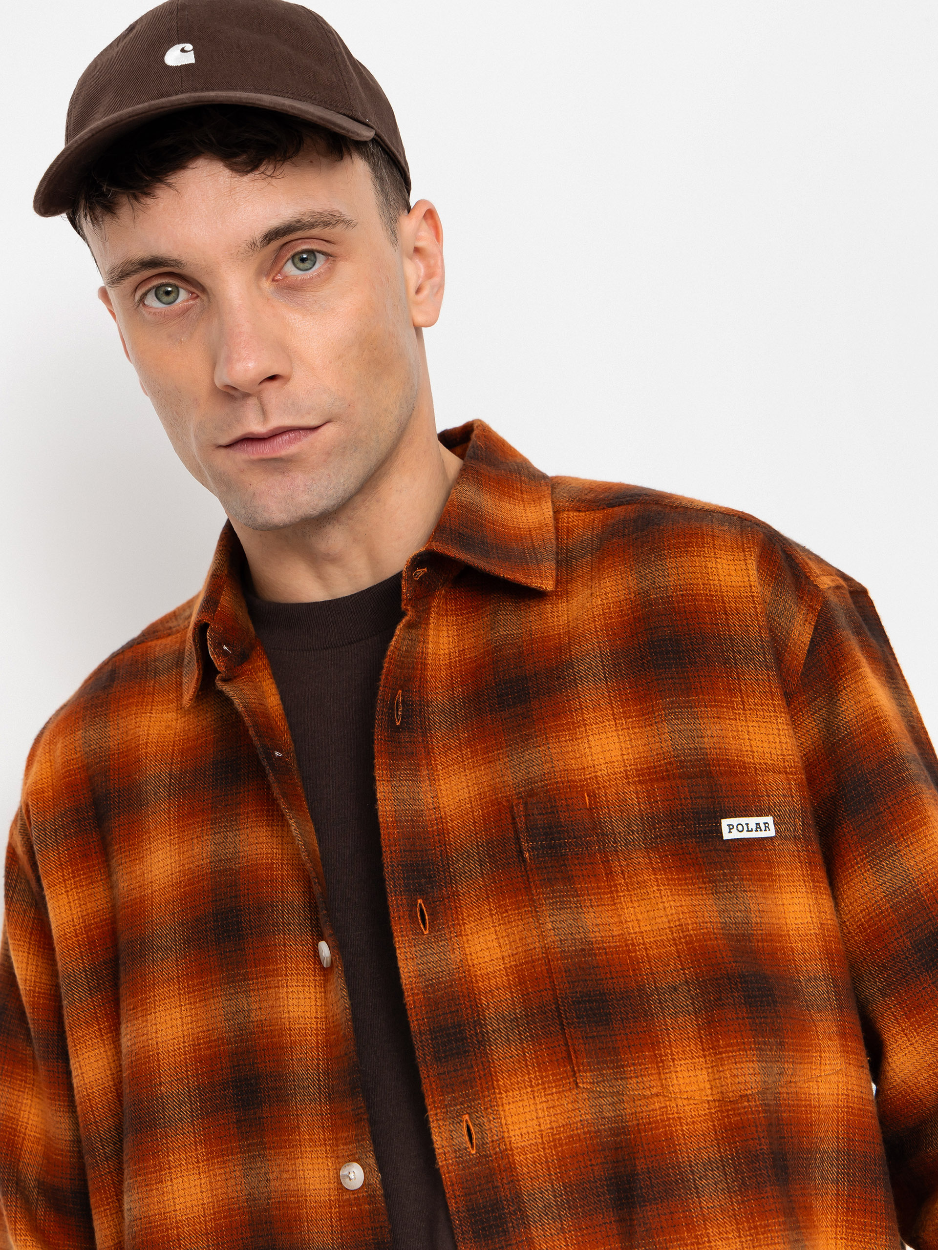 Polar Skate Mitchell Shadow Check Shirt - brown (caramel)